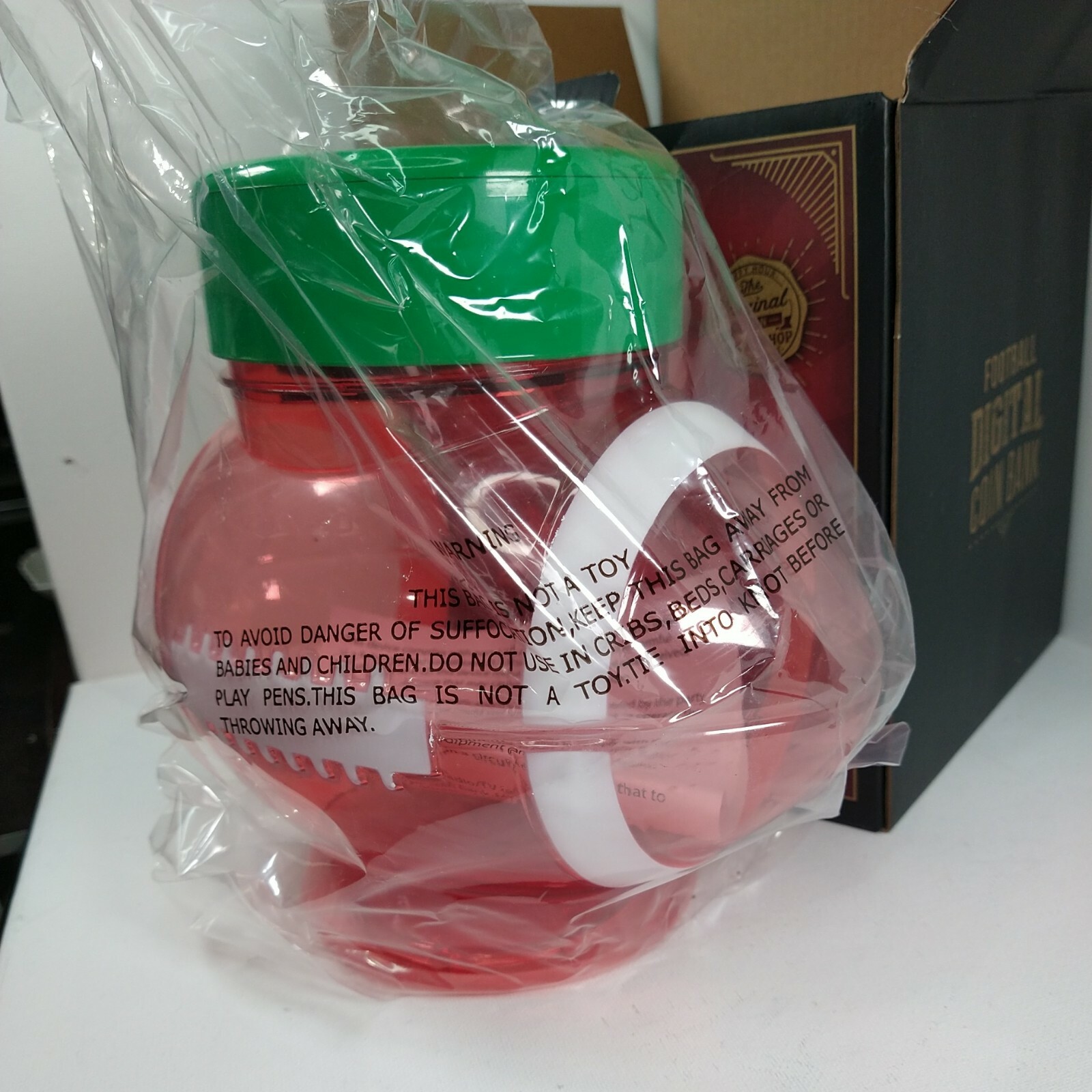 Football Shaped Digital Coin Bank Jar Money Counter Plastic Piggy Bank NEW