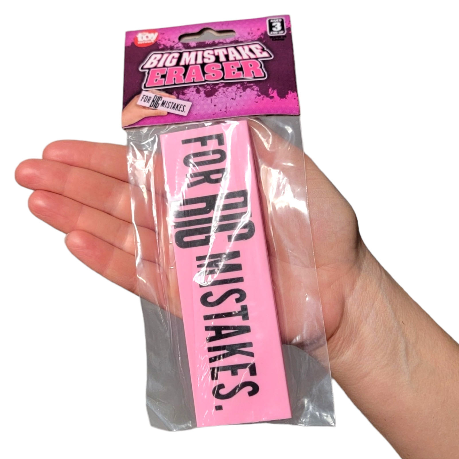 For Big Mistakes. Giant Pink Erasers (5.5″) Large Pencil Rubber Eraser Back