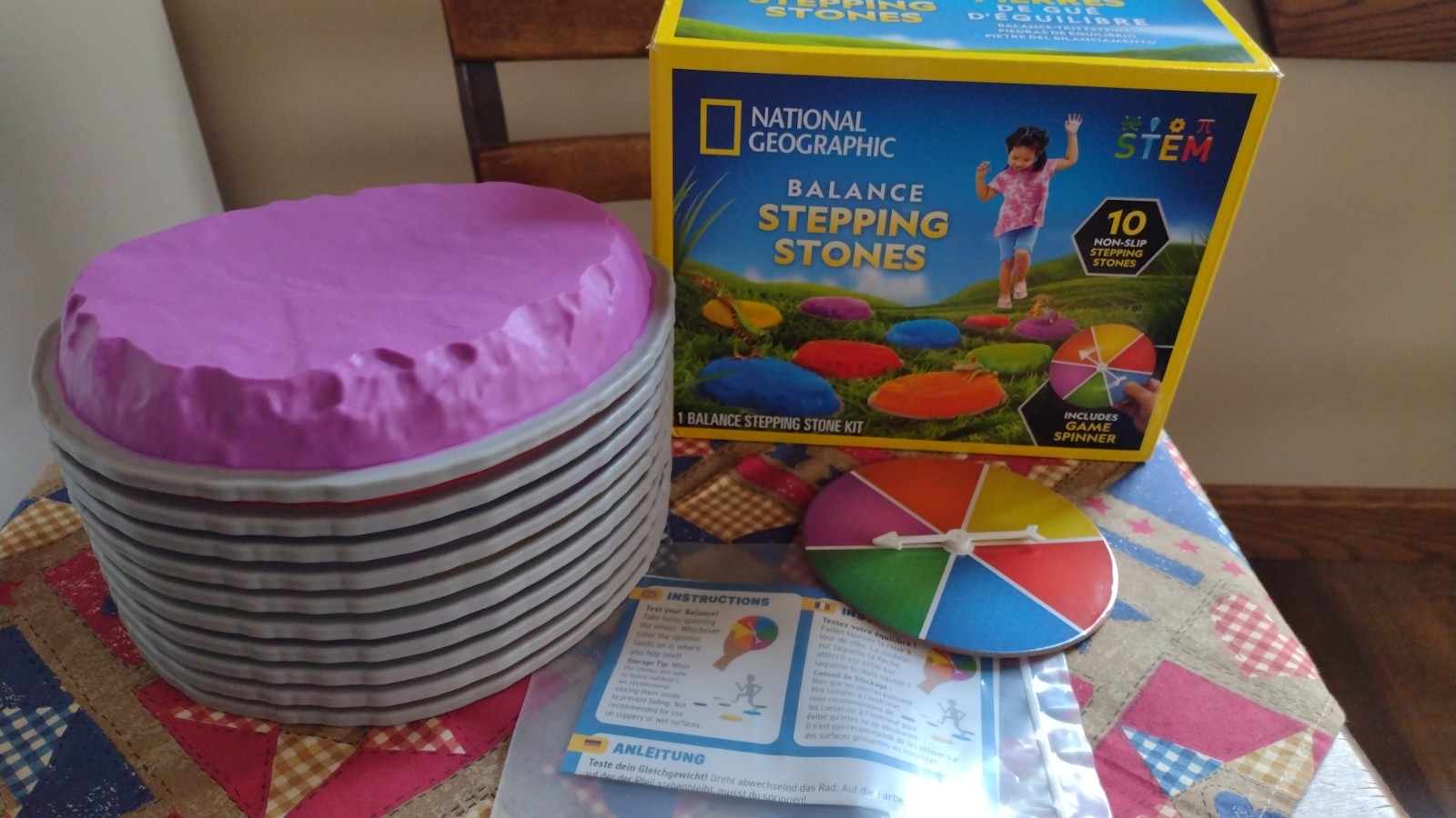 STEM National Geographic Balance Stepping Stones, w/ Box and Game Spinner