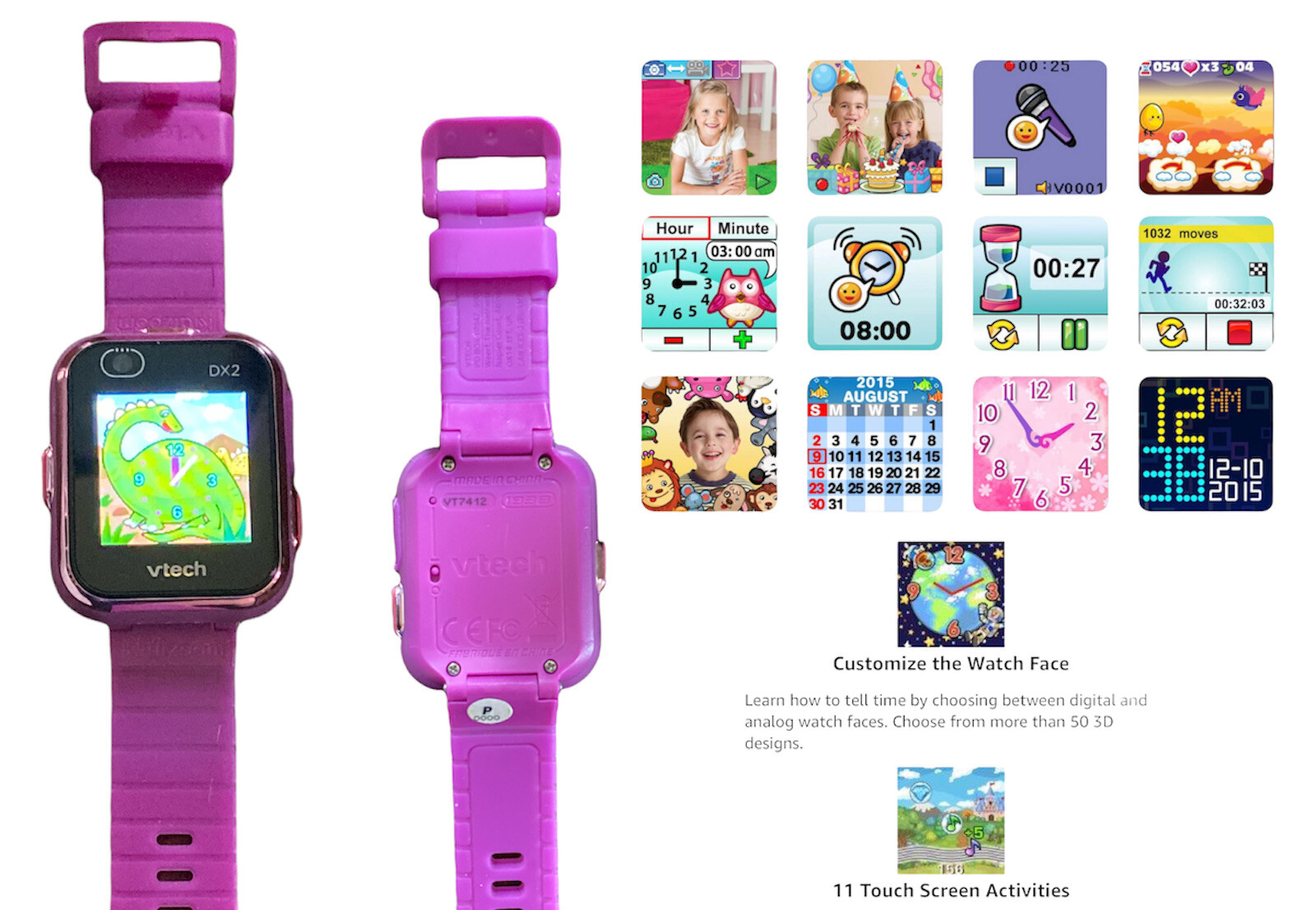 VTech KidiZoom Smartwatch DX2 Touchscreen, Pedometer, Camera, Rechargeable