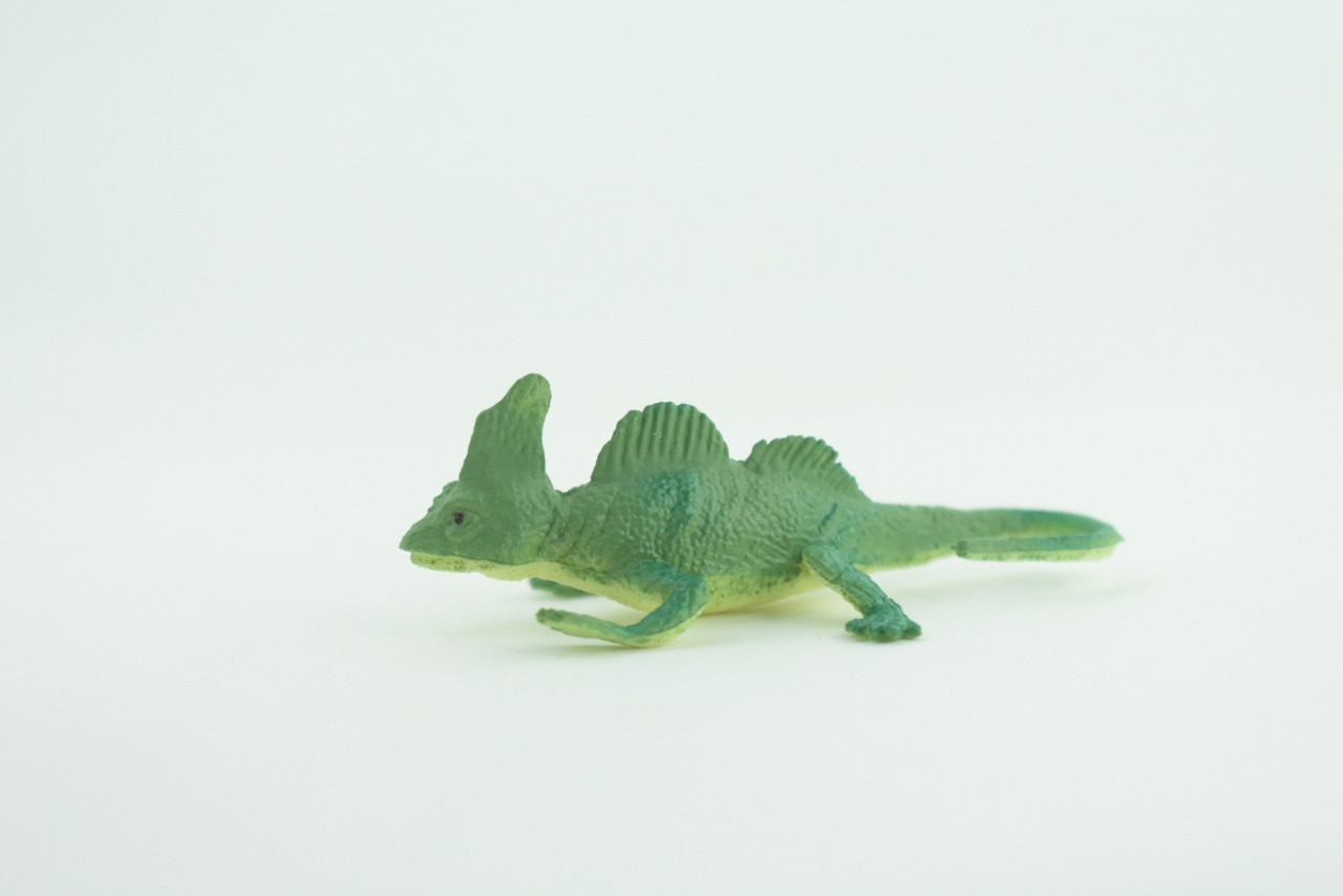 Green Basilisk Lizard Toy, Hand Painted Rubber, Realistic Model 2.5″ WR39 B197