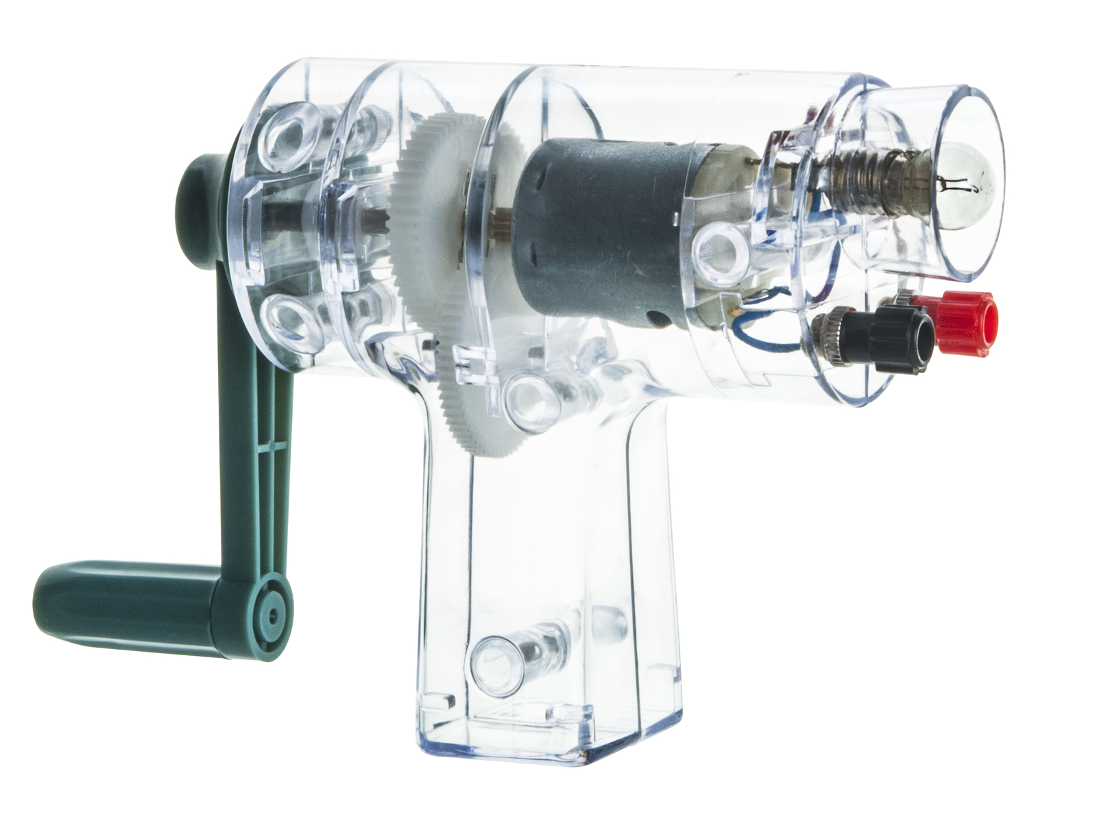 Hand Crank Generator, 12V DC – With Light Bulb & Lead Binding Posts – Eisco Labs