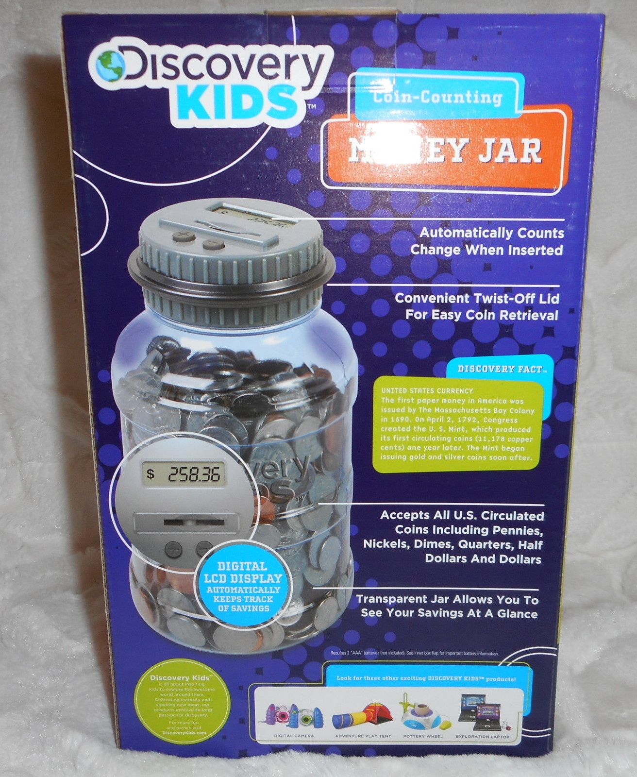 DISCOVERY KIDS COIN COUNTING MONEY JAR BANK LEARNING TOY DIGITAL LCD DISPLAY NEW