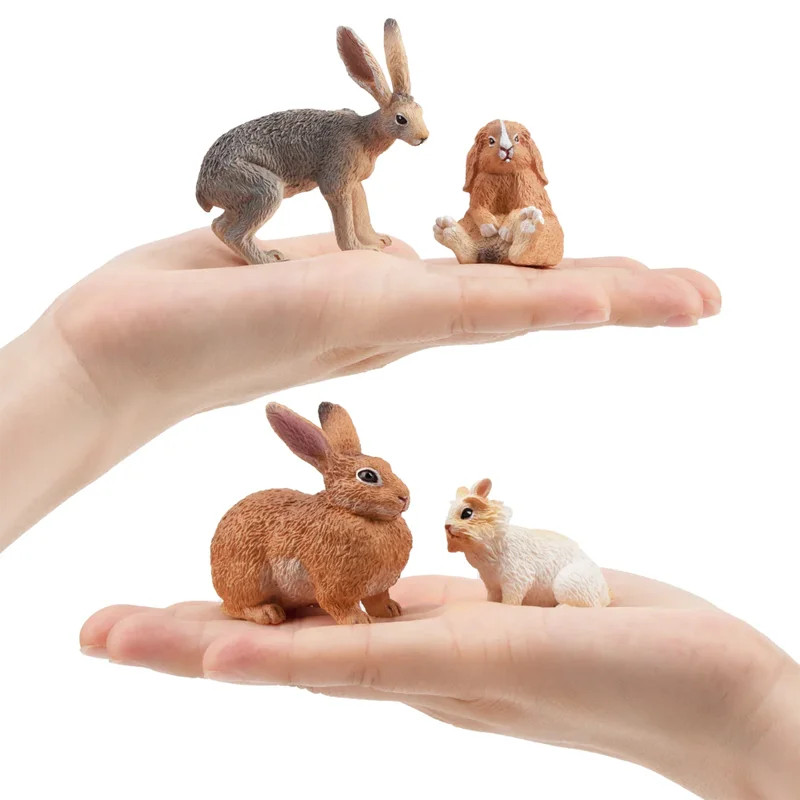 12Pcs Simulation Rabbit Farm Animal Model Toy Mini Rabbits Figures Dolls Action