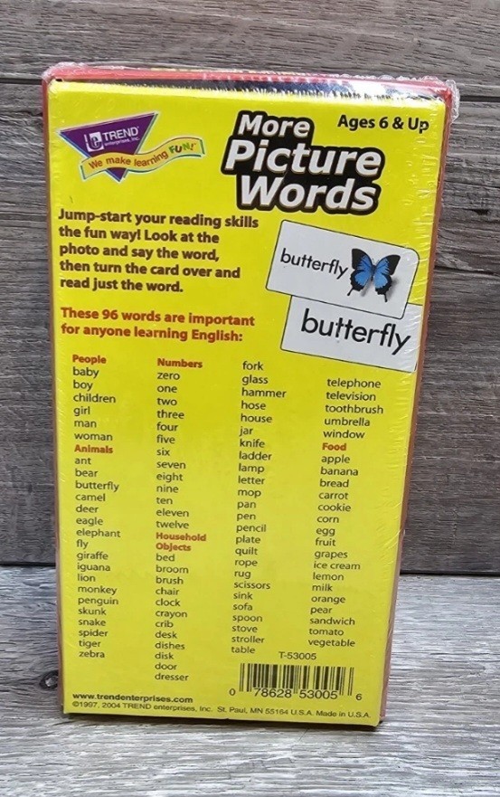 Flash Cards More Picture Words Educational 96 Cards Ages 6+ Homeschool Teacher