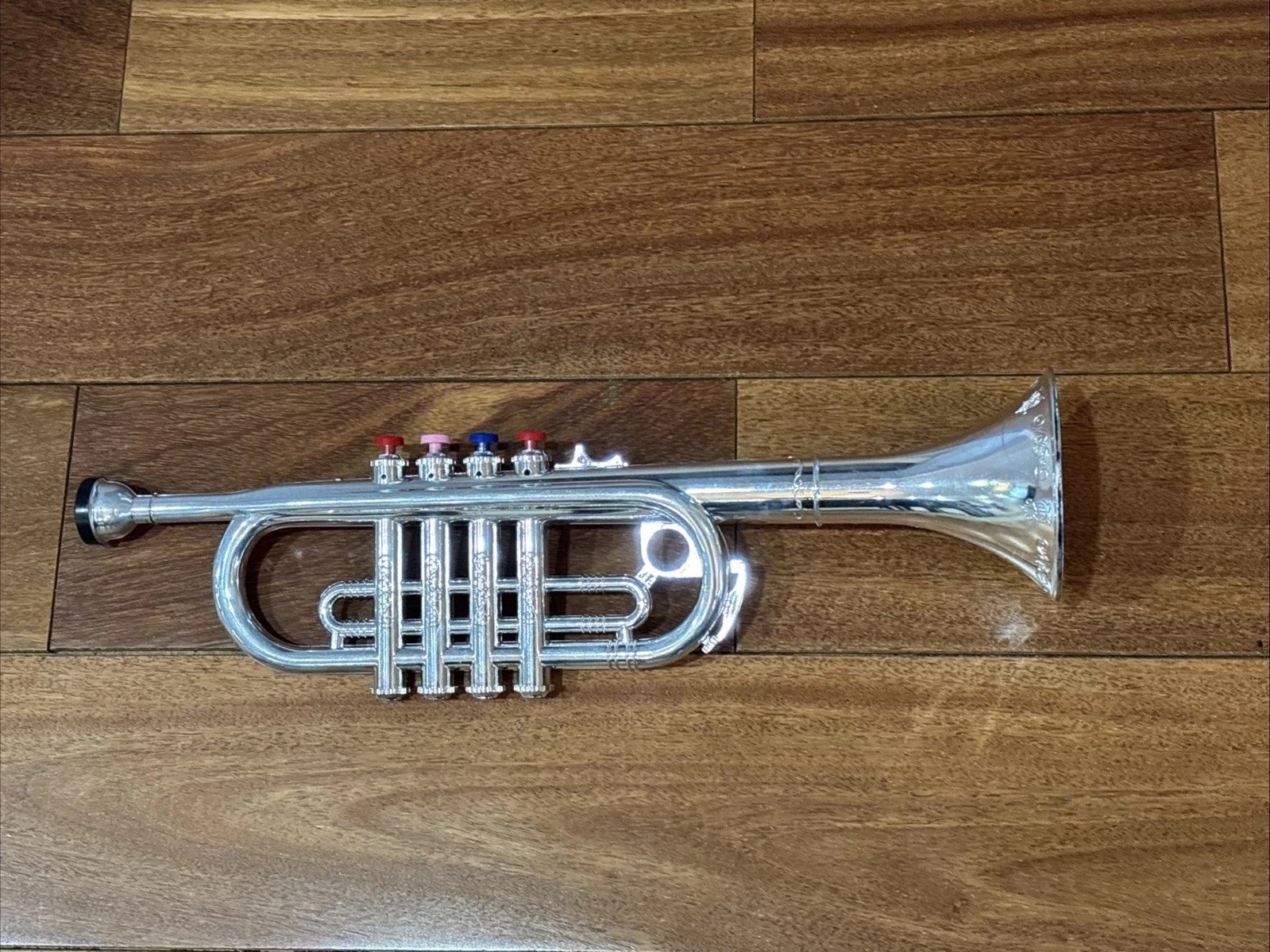 Imported Bontempi Toy Silver Trumpet Horn for Kids 4 Note Made In Pontenza Italy