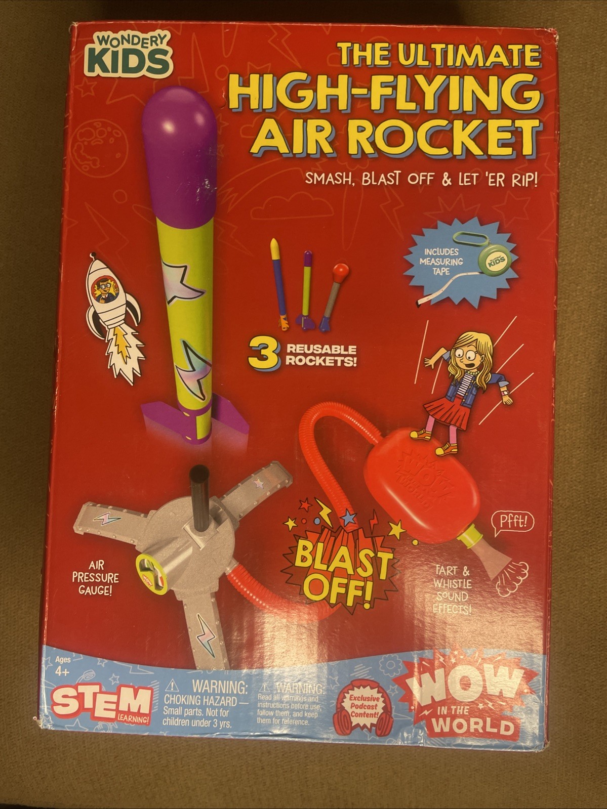 Red Blast Rockets Air Powered STEM Kit Launches Up to 100 Feet Fart Sound Fun