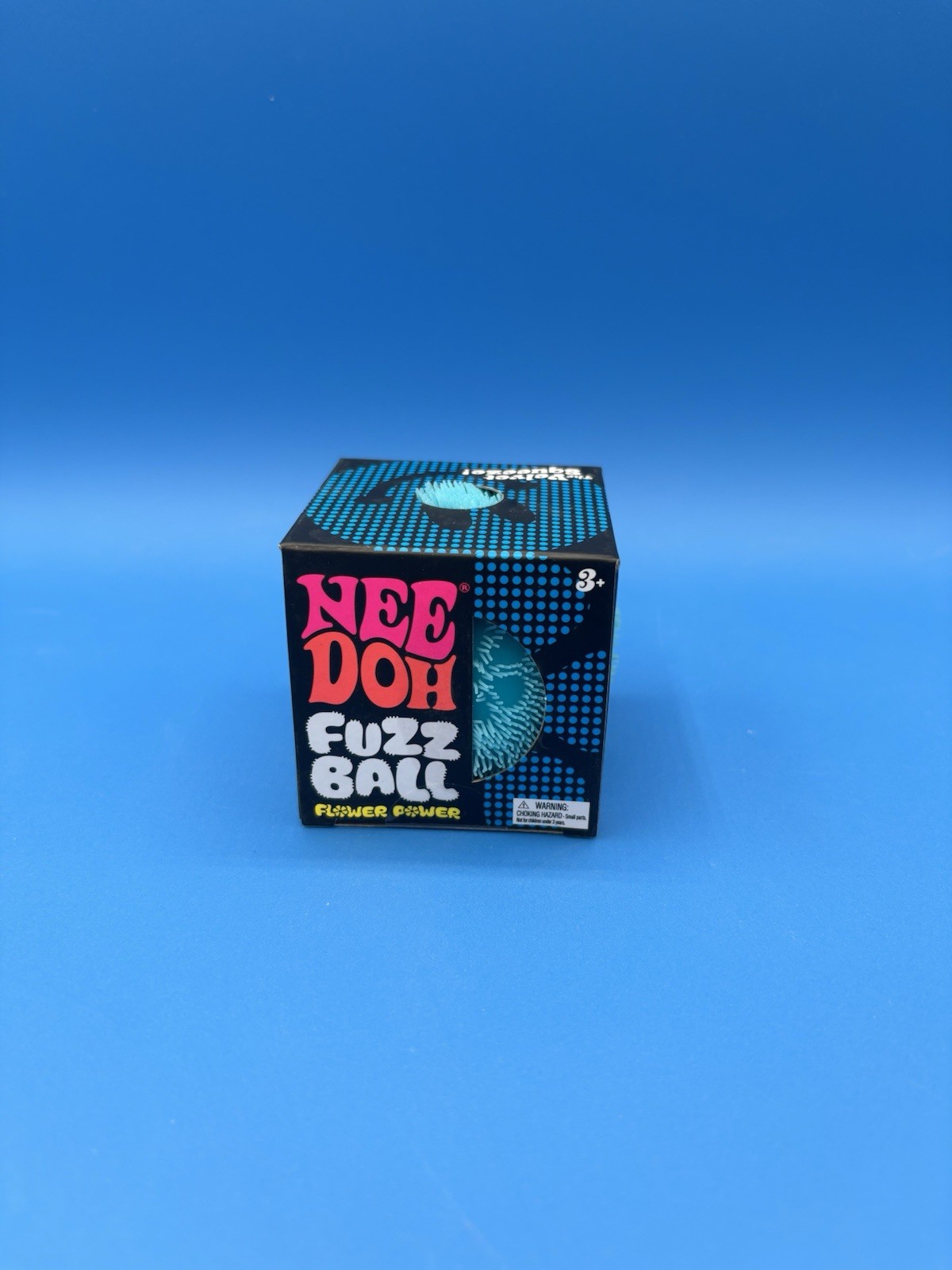 Blue Needoh FUZZ BALL Flower Power Nee Doh Squish Stress Ball NEE-DOH Fuzzball