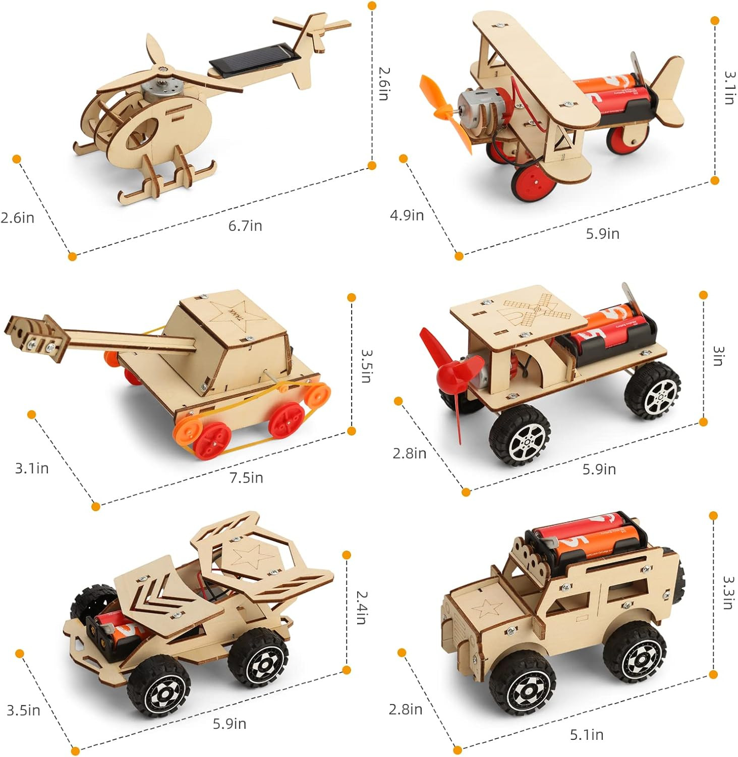 Yutin STEM Kits for Kids Age 8-10 10-12, 6 Set Wood Building Projects Crafts Sci