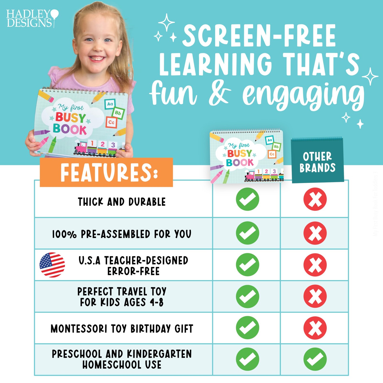 My First Busy Book Toddlers 3-5, Montessori Preschool Learning Activities Age…