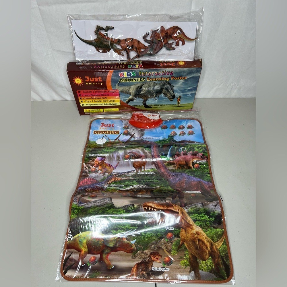 Just Smarty Kids Interactive Dinosaur Learning Poster with Toy Figurines Set