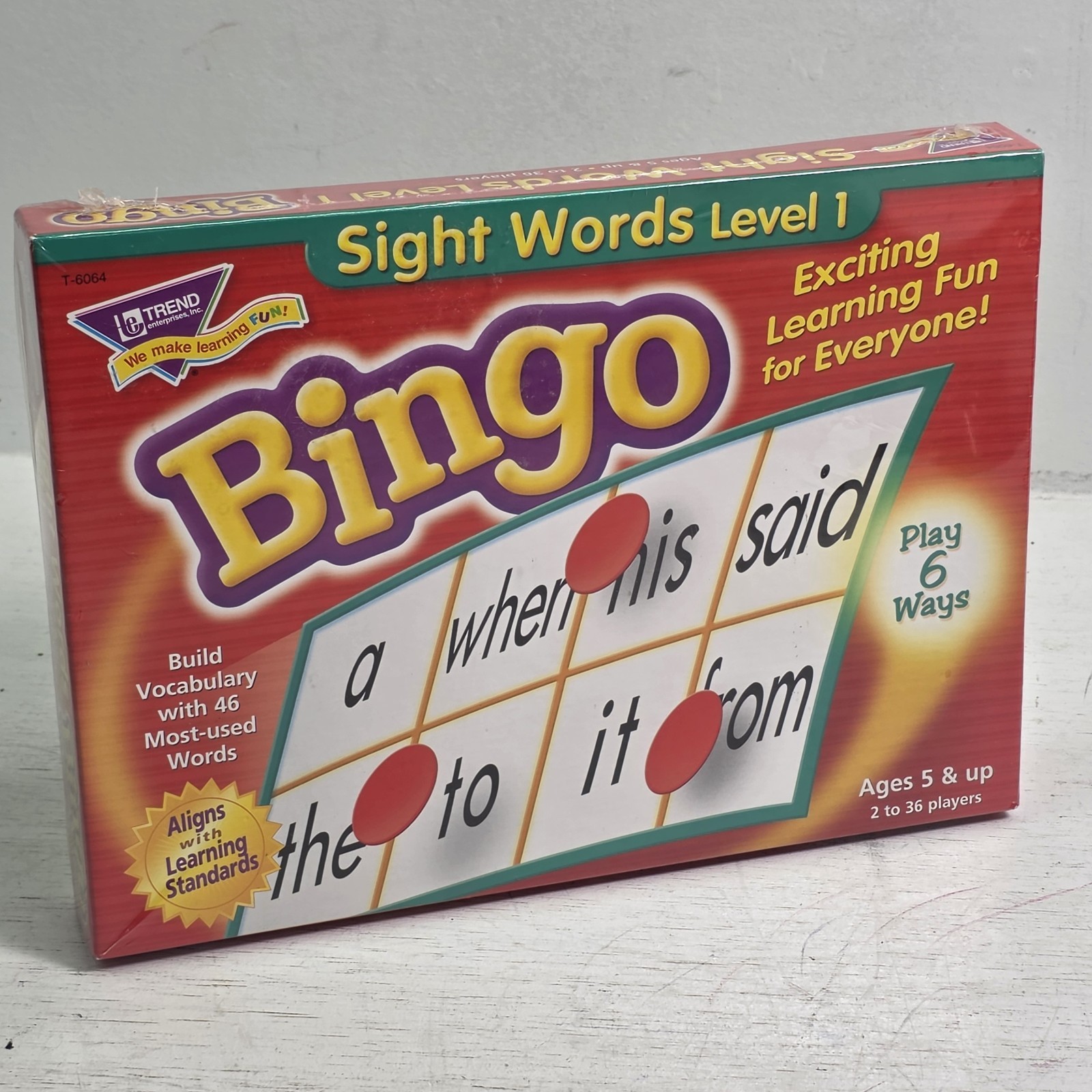 Sight Words Level 1 Bingo Game Trend Enterprises Ages 5+ Learning – New Sealed!