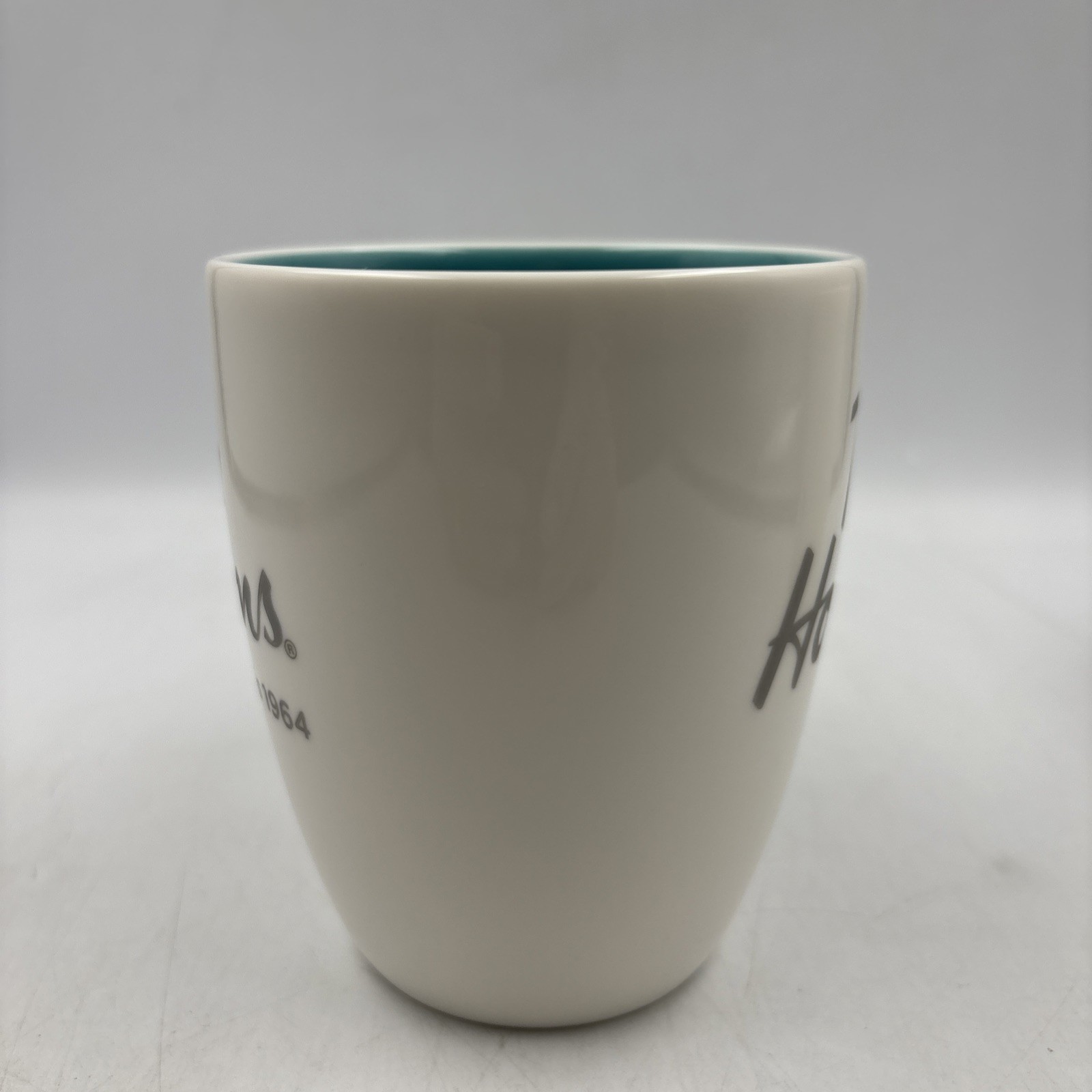 Pair Of Tim Hortons Limited Edition #014 / 006 Coffee Mugs Gold & Teal Inside