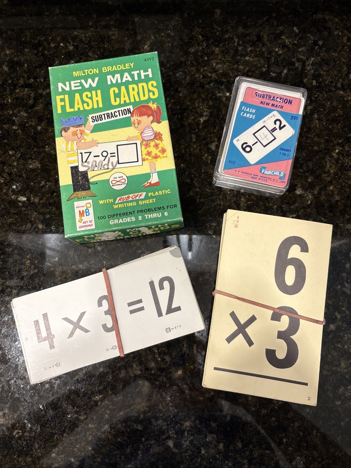 1960s Vintage Milton Bradley Flash Cards Subtraction Plus Multiplication Cards