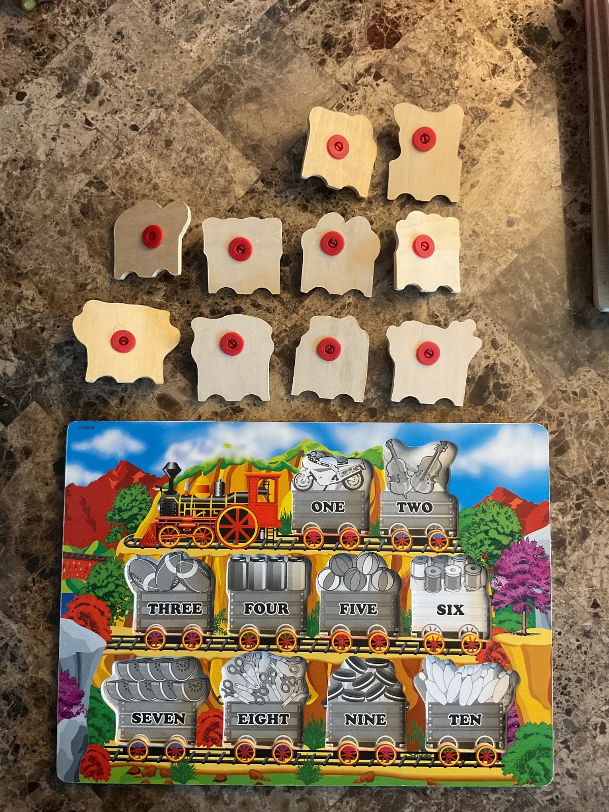 Lot of 4 Educational Wooden Peg Puzzles: Numbers, Letters, Vehicles, & Animals