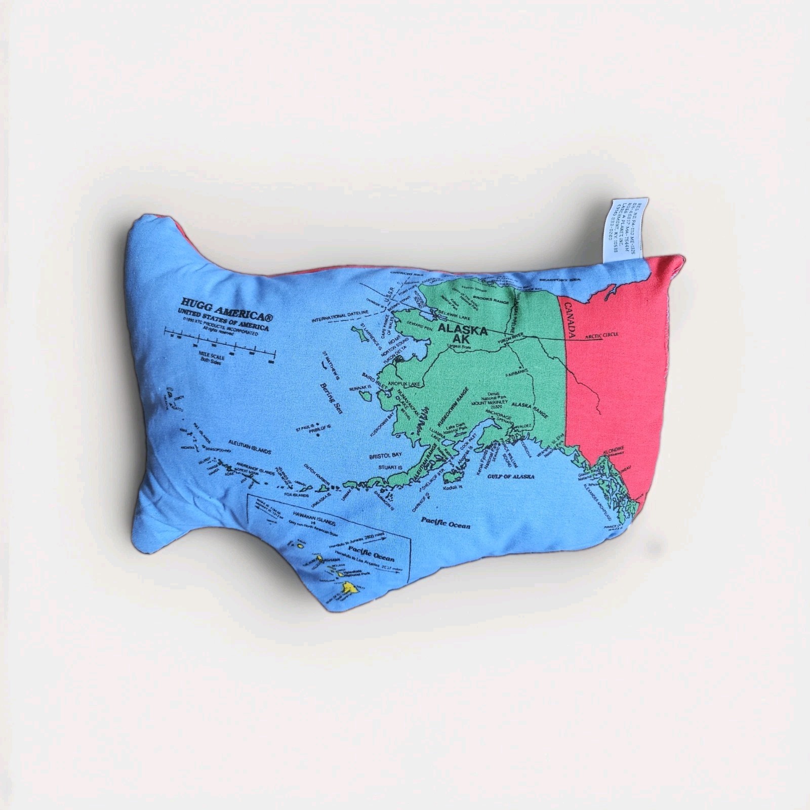 VINTAGE 1990 Hugg-A-Planet HUGG AMERICA Political Map Plush Educational Pillow