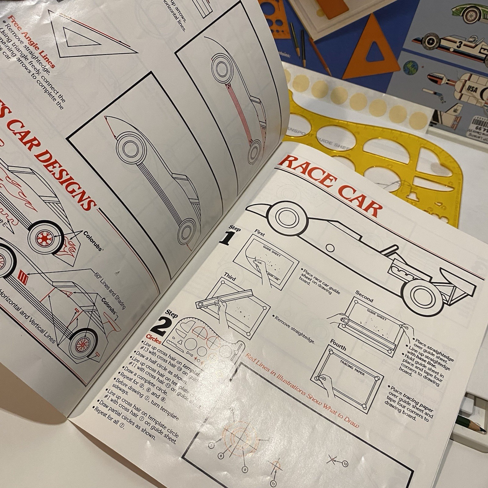 Vintage 80s Crayola Designer Kit for Vehicles #5605 1982 Cars, Trucks, Airplanes
