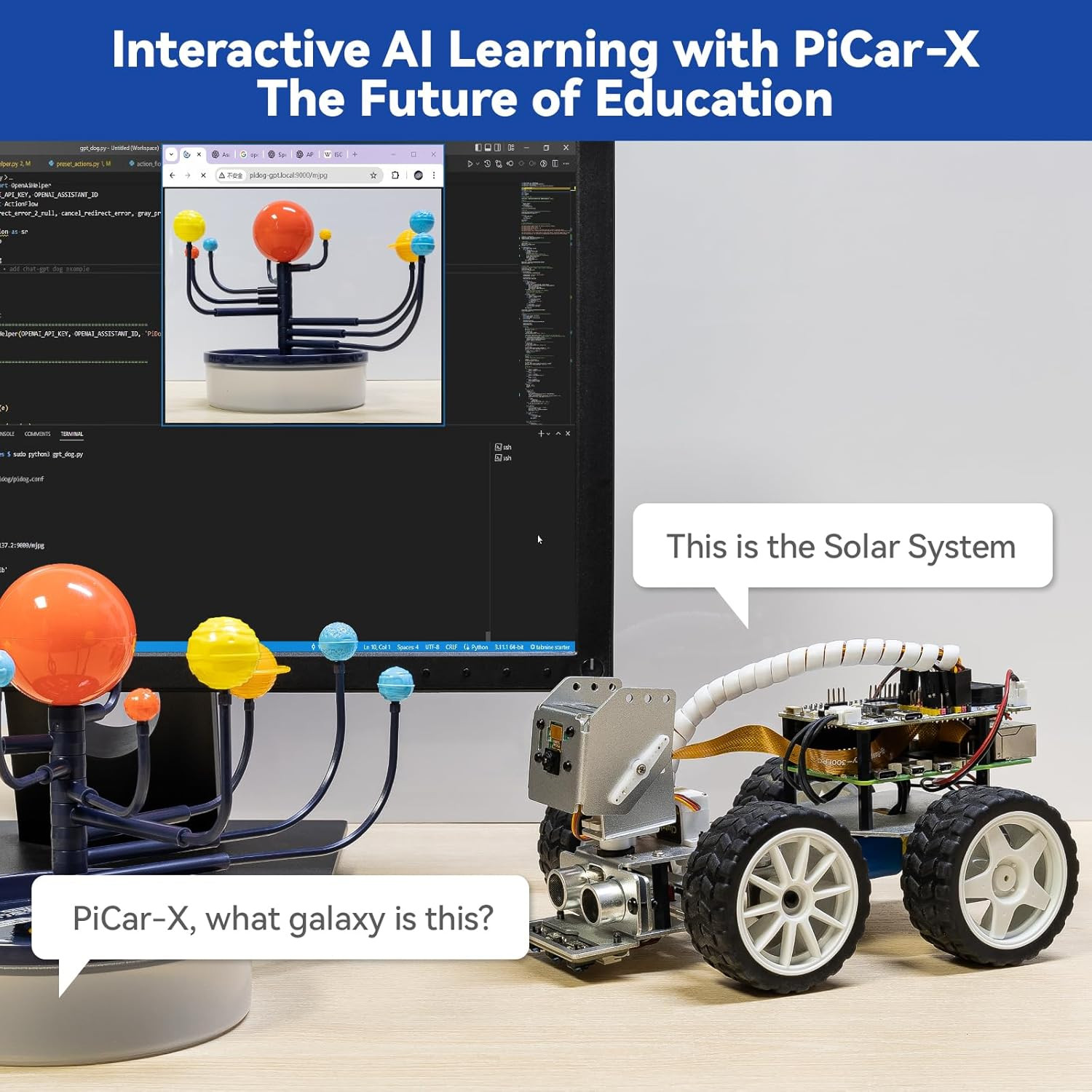 Picar-X AI Video Robot Car Kit for Raspberry Pi 5/4/3B+/Zero 2W, Llms Chatgpt-4O