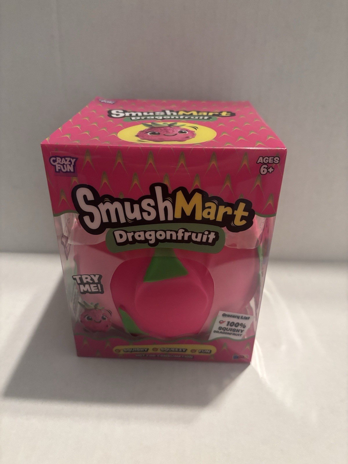 RMS SmushMart Dragonfruit Squishy Tactile Squeeze Toy, Pink/Green