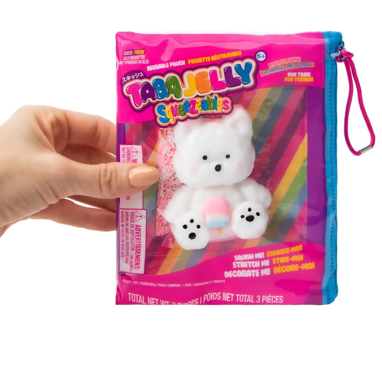 Taba Jelly Squeezeables White Dog Squishy, Penny Puppy Squishi Squeeze Toy USA