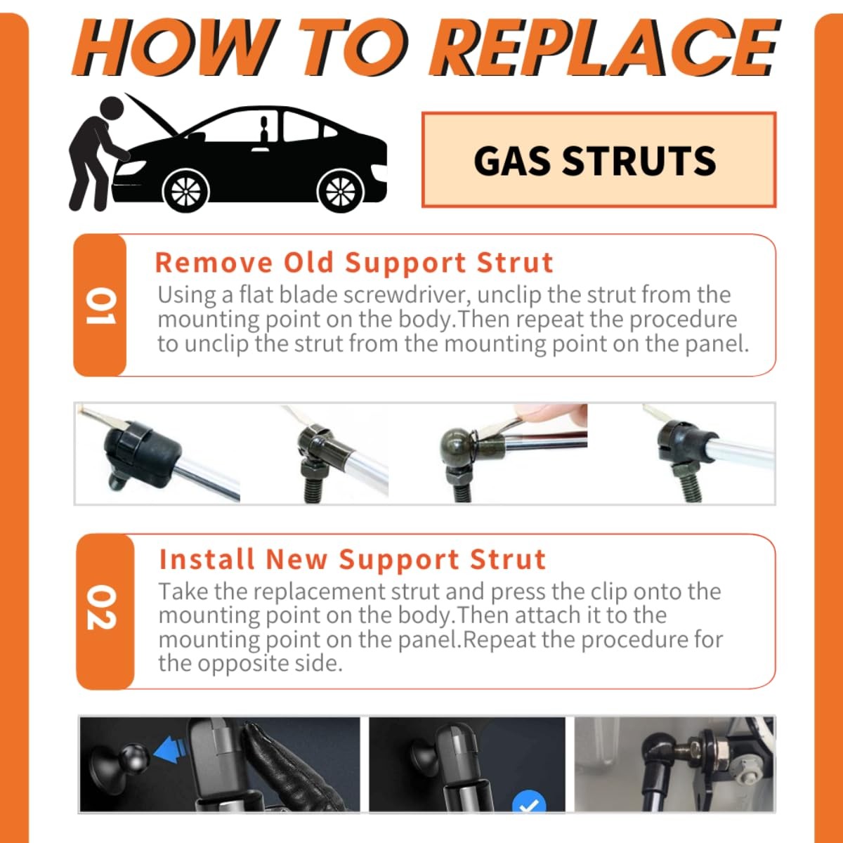 Hood Struts Lift Support 2022-2025 Hyundai Santa Cruz Front Shock Gas Charged