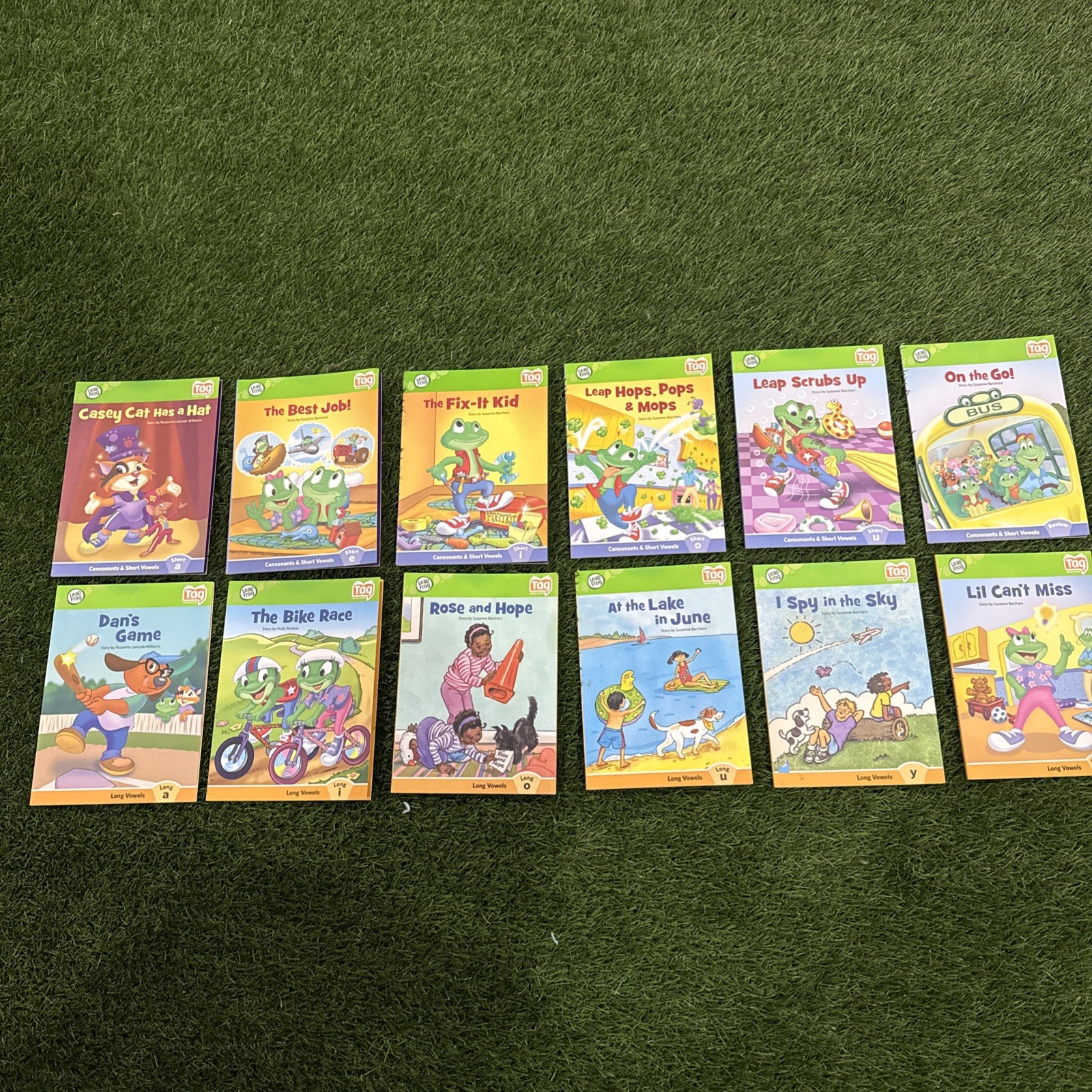 TWO LeapFrog Tag + LeapReader EARLY READING SETS: SHORT/LONG VOWELS | 12 BOOKS!