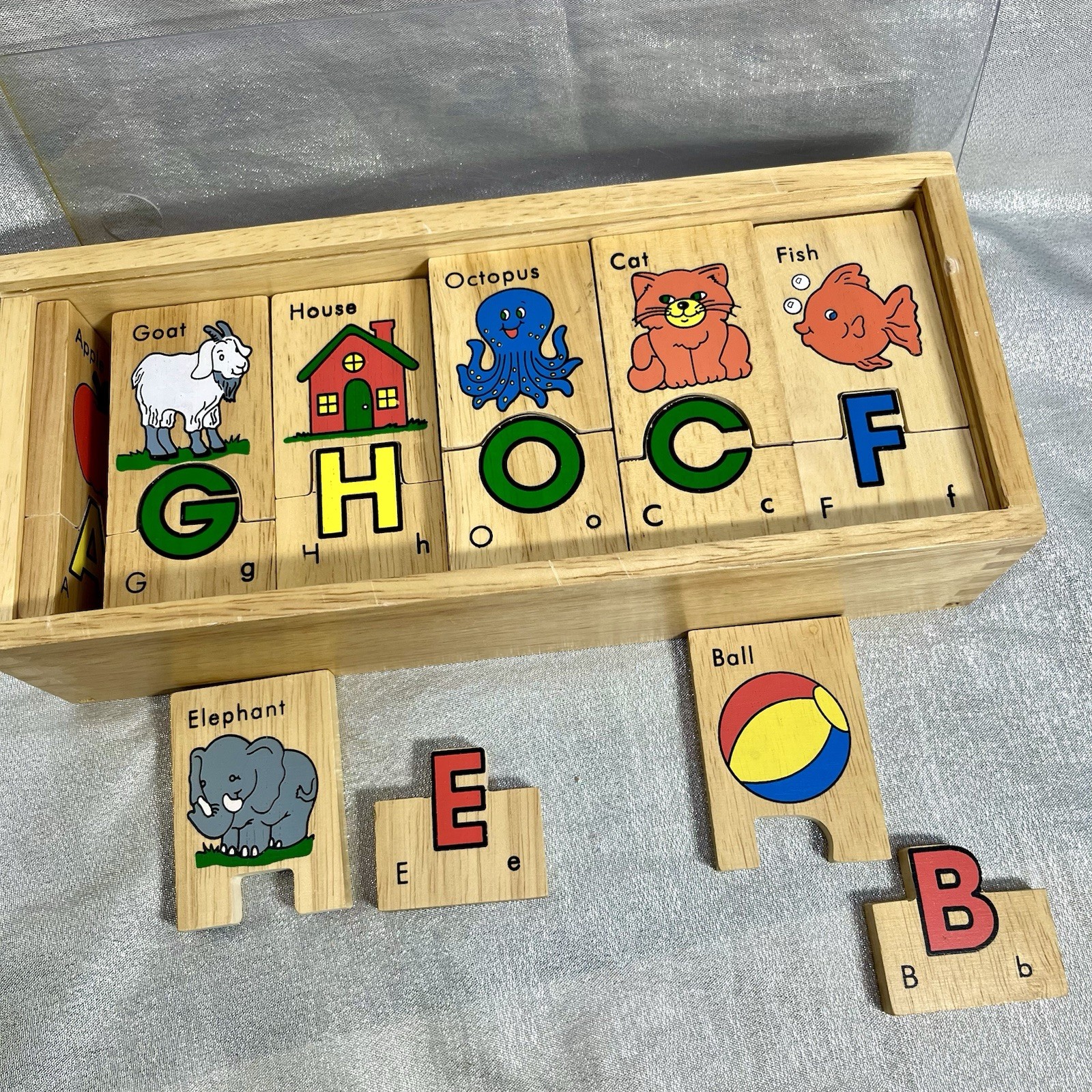 LEARNING RESOURCES Alphabet Letters Pictures Wooden Puzzle Toy for Kids