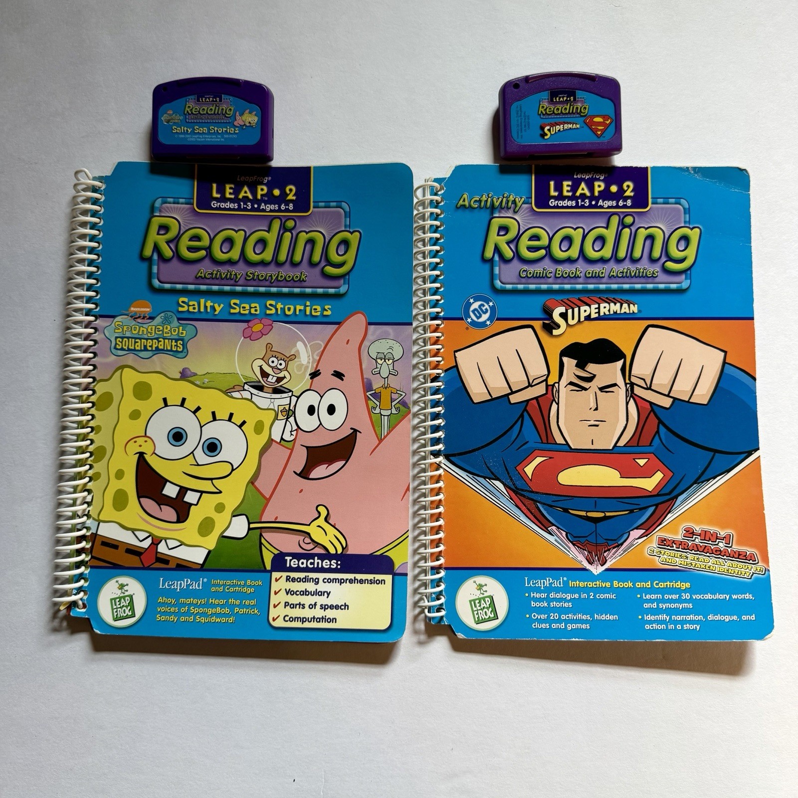 LeapFrog Leap Pad Learning Books Set of 2 with Cartridges-Grades 1-3 Ages 6-8