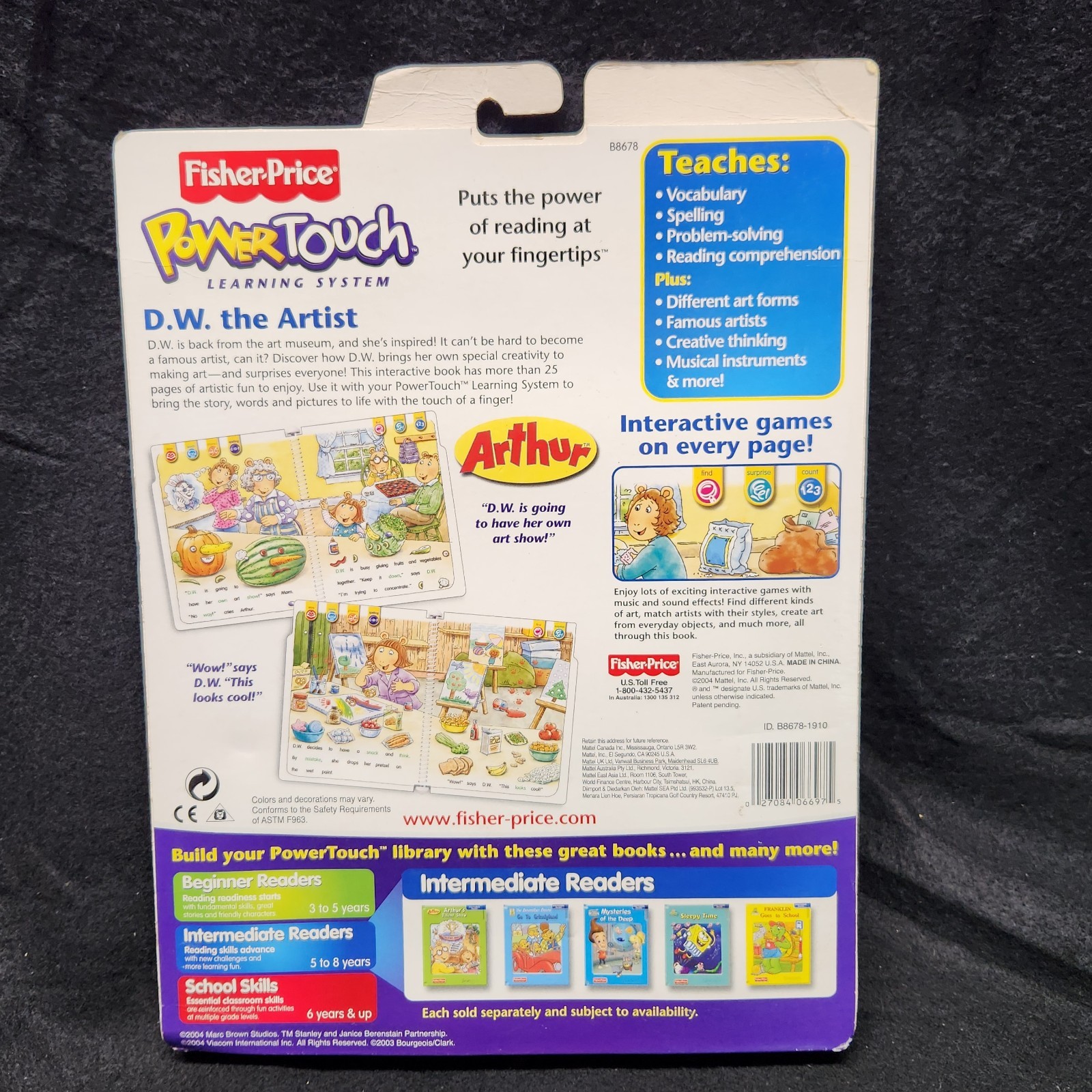 Fisher Price Power Touch Arthur D.W. The Artist Book and Cartridge New Age 5-8