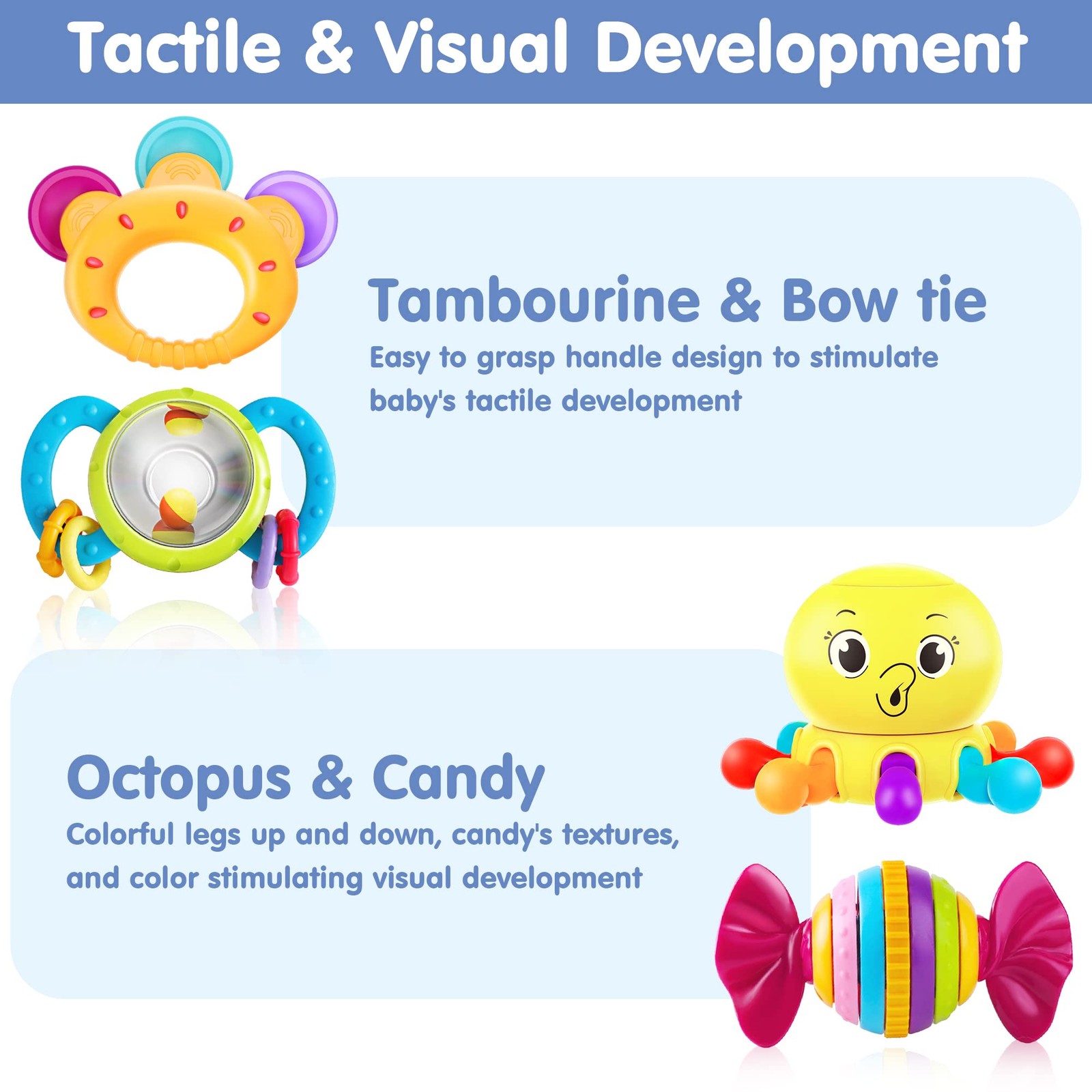 iPlay, iLearn 10pcs Baby Rattles Toys Set, Infant Grab Medium, Multicolor