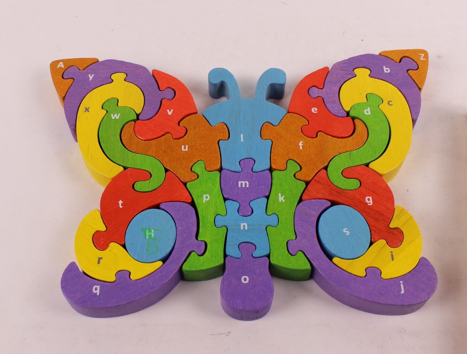 Butterfly 2-sided Wood Puzzle Upper & Lowercase A-Z – Educational pre-owned