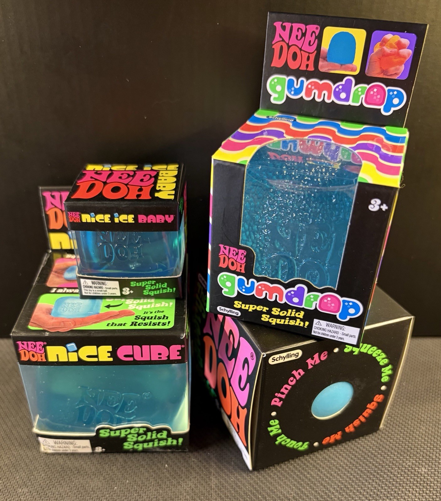 NeeDoh Squishy BUNDLE LOT 4- Viral Tiktok Authentic Schylling Nee Doh! BLUE