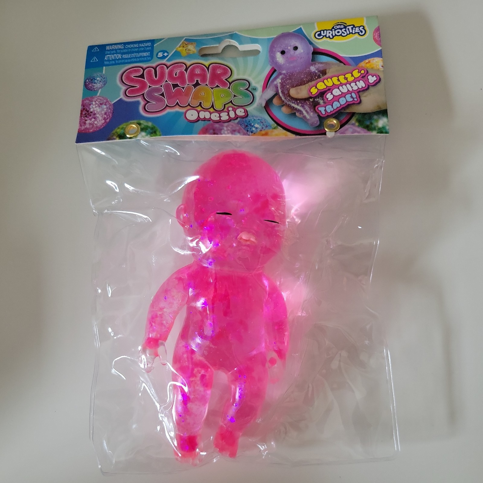Sugar Swaps Orb Curiosities 5″ BABY Glitter Squishy SET OF 3 Pink Blue Purple