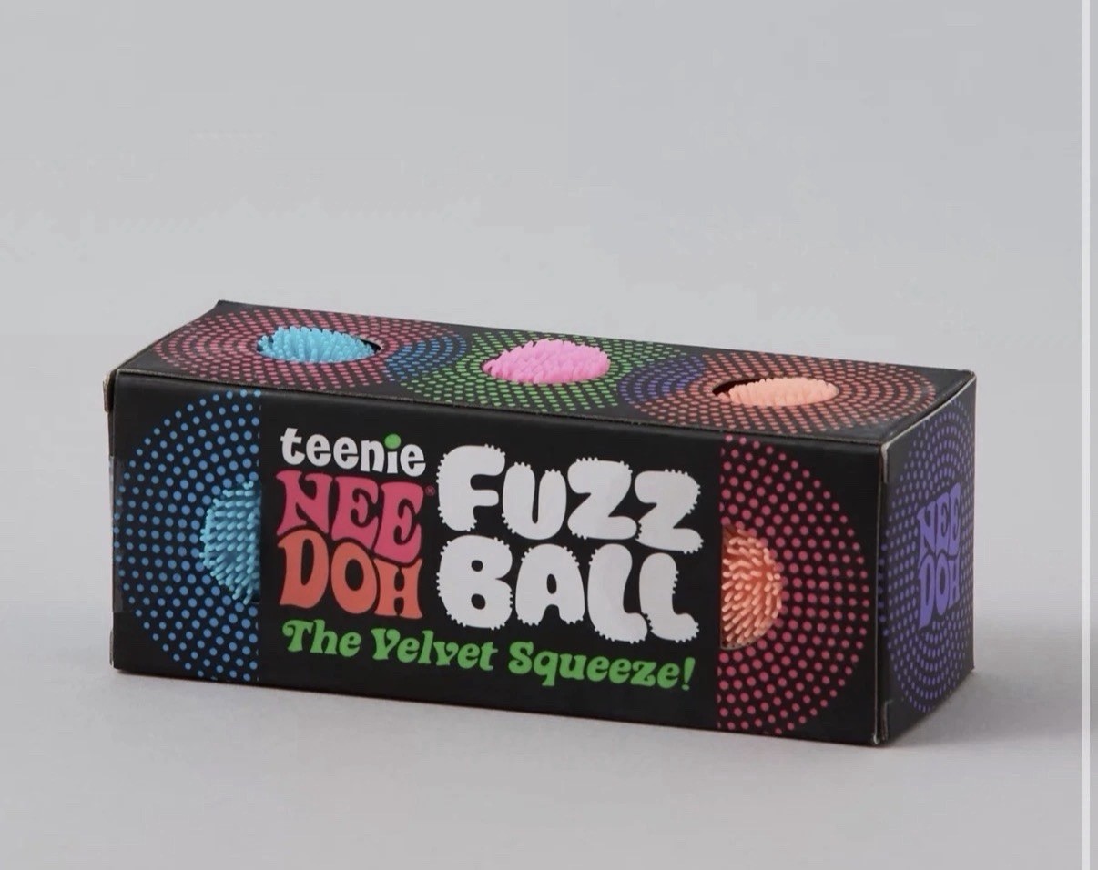 NeeDoh Teenie Fuzzball Velvet Squeeze Squishy Toy 3 Pack (1x random color)