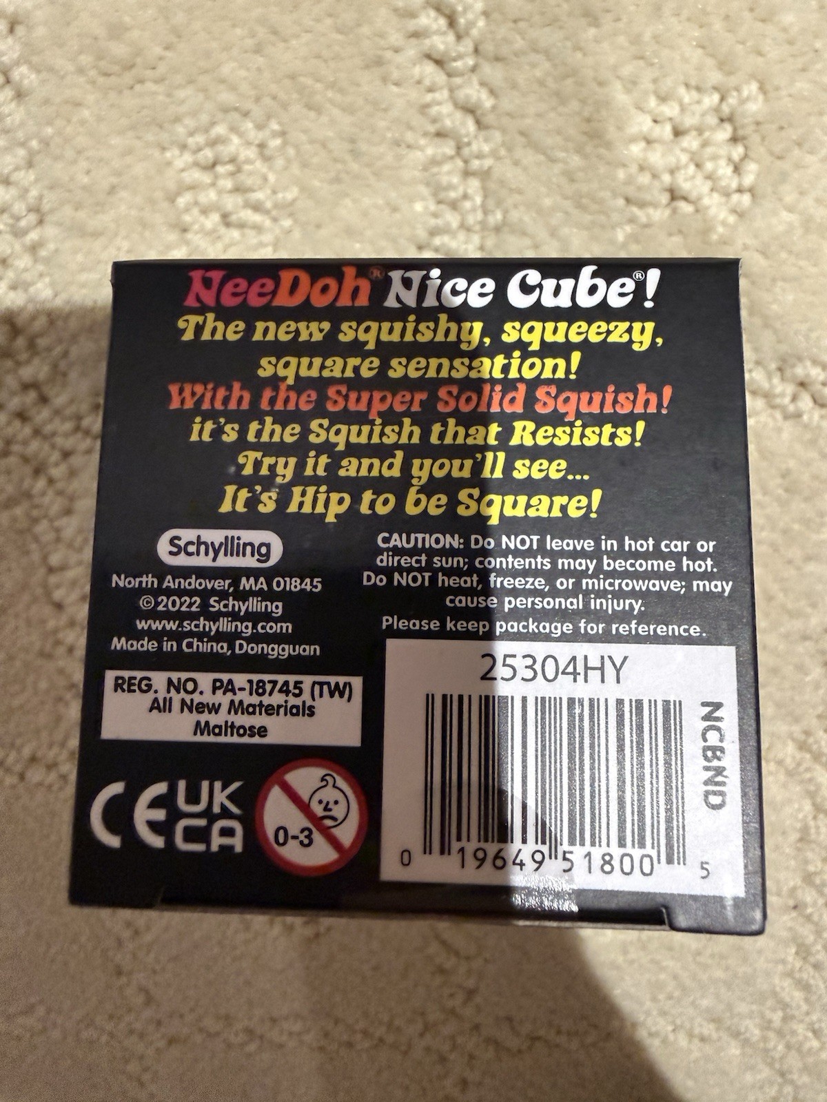 Schylling Needoh Nice Cube Blue Sensory Squeeze Toy with Super Solid Squish