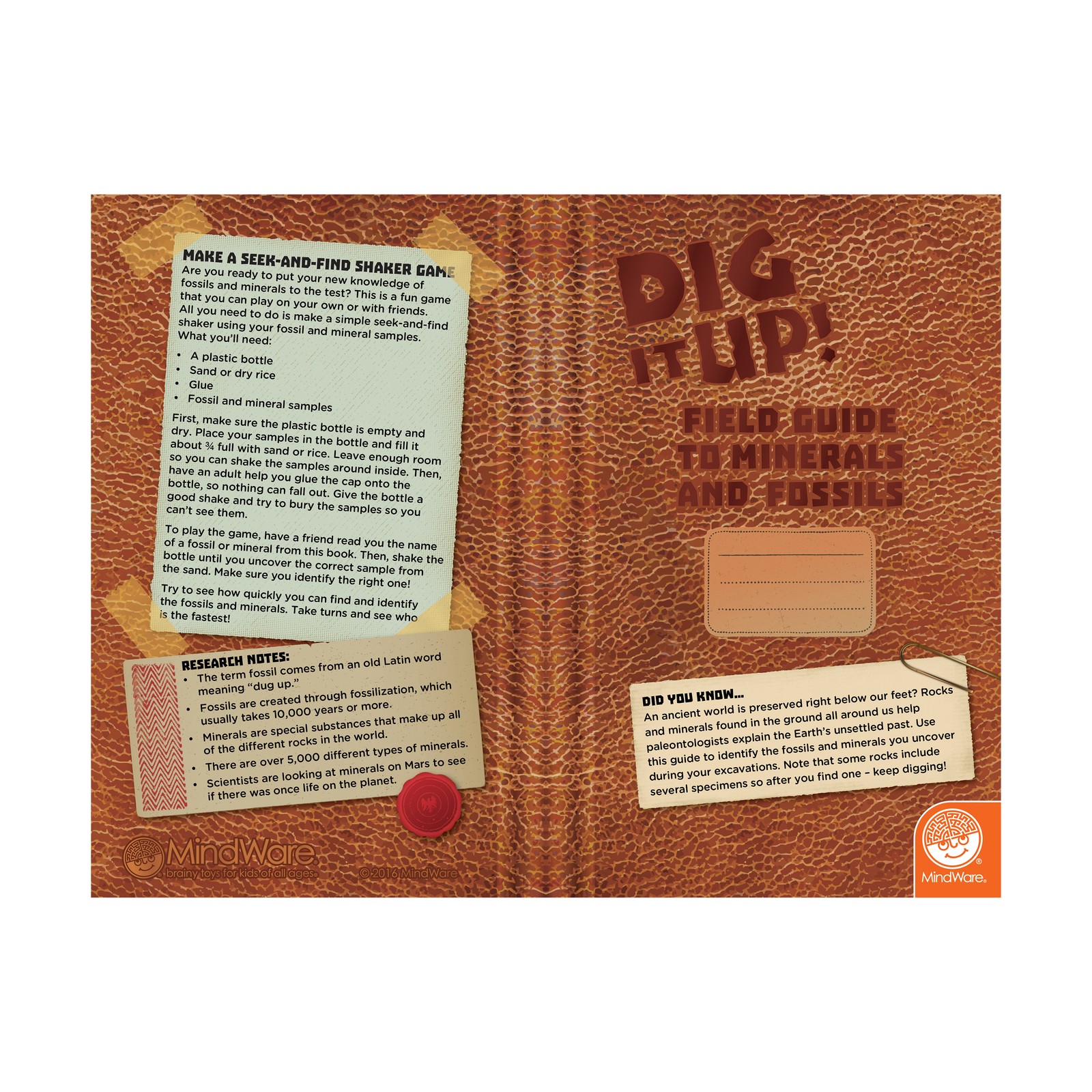 New – MindWare Dig It Up! – Minerals and Fossils – Ages 4+ | 1-12 players