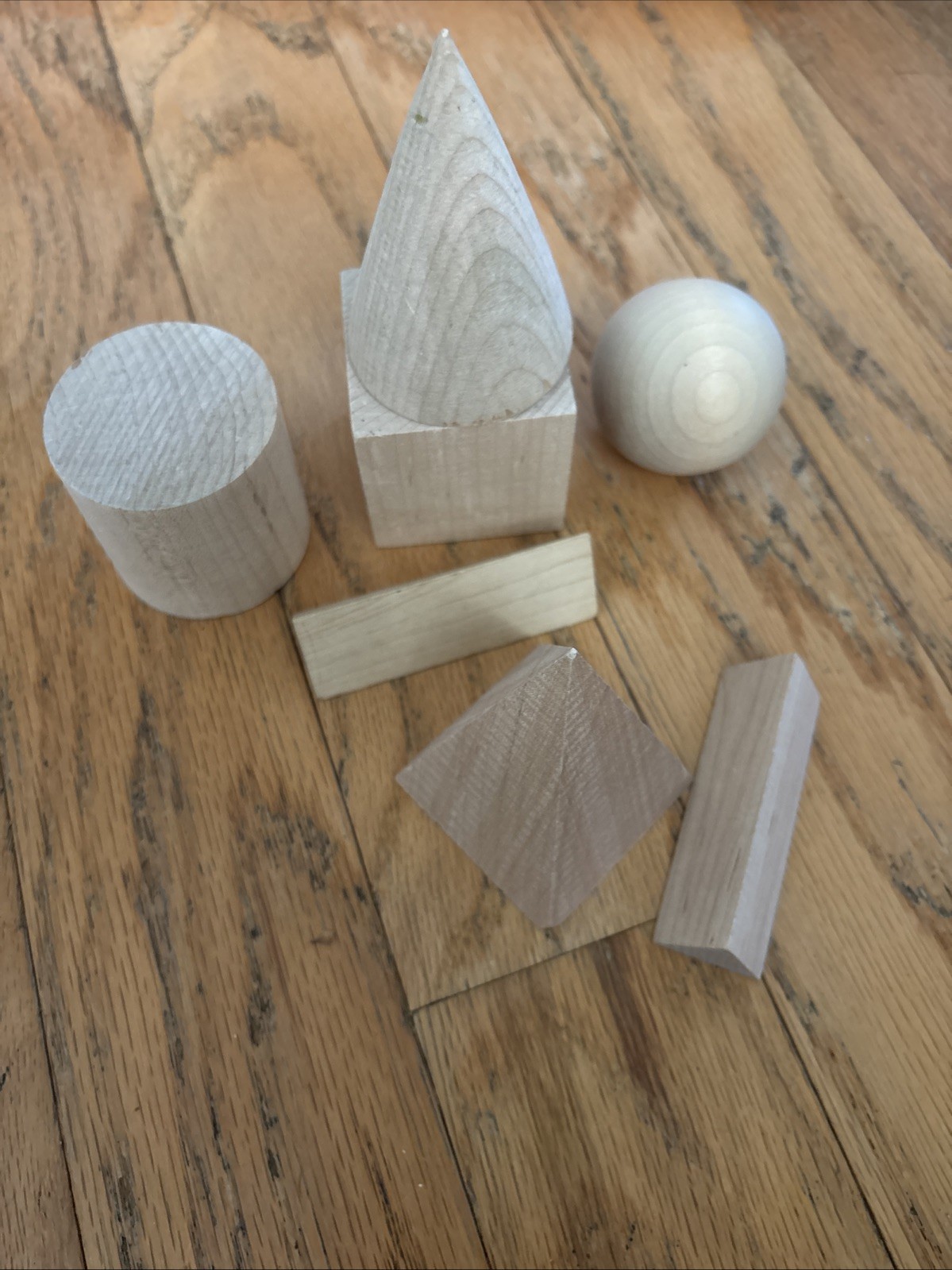 Geometric Solids Set 7 large pieces (math manipulative resource) Wood USA
