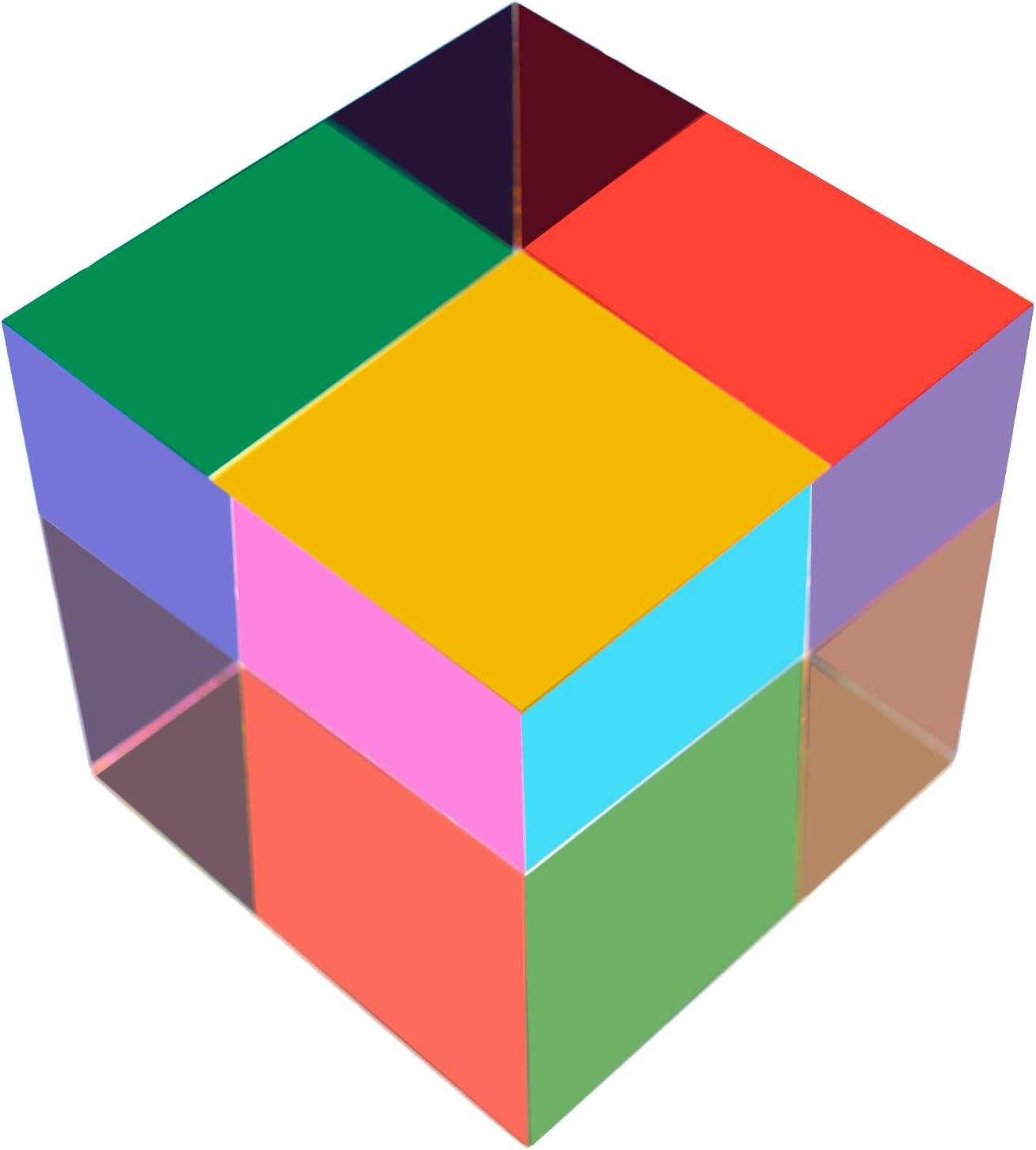 CMY Color Cube, 2.75 Inch (70Mm) Mixing CMYK Cube, Colorful Magic Acrylic Prism