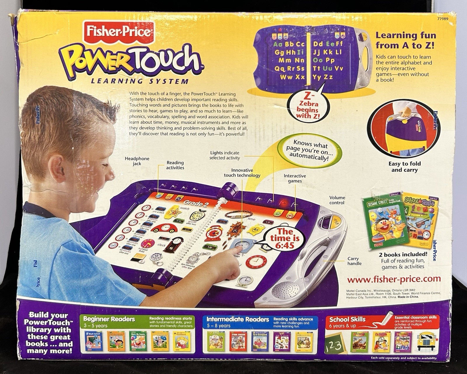 Fisher Price Power Touch Learning System W/ 1 Starter Book 2 Intermediate Books