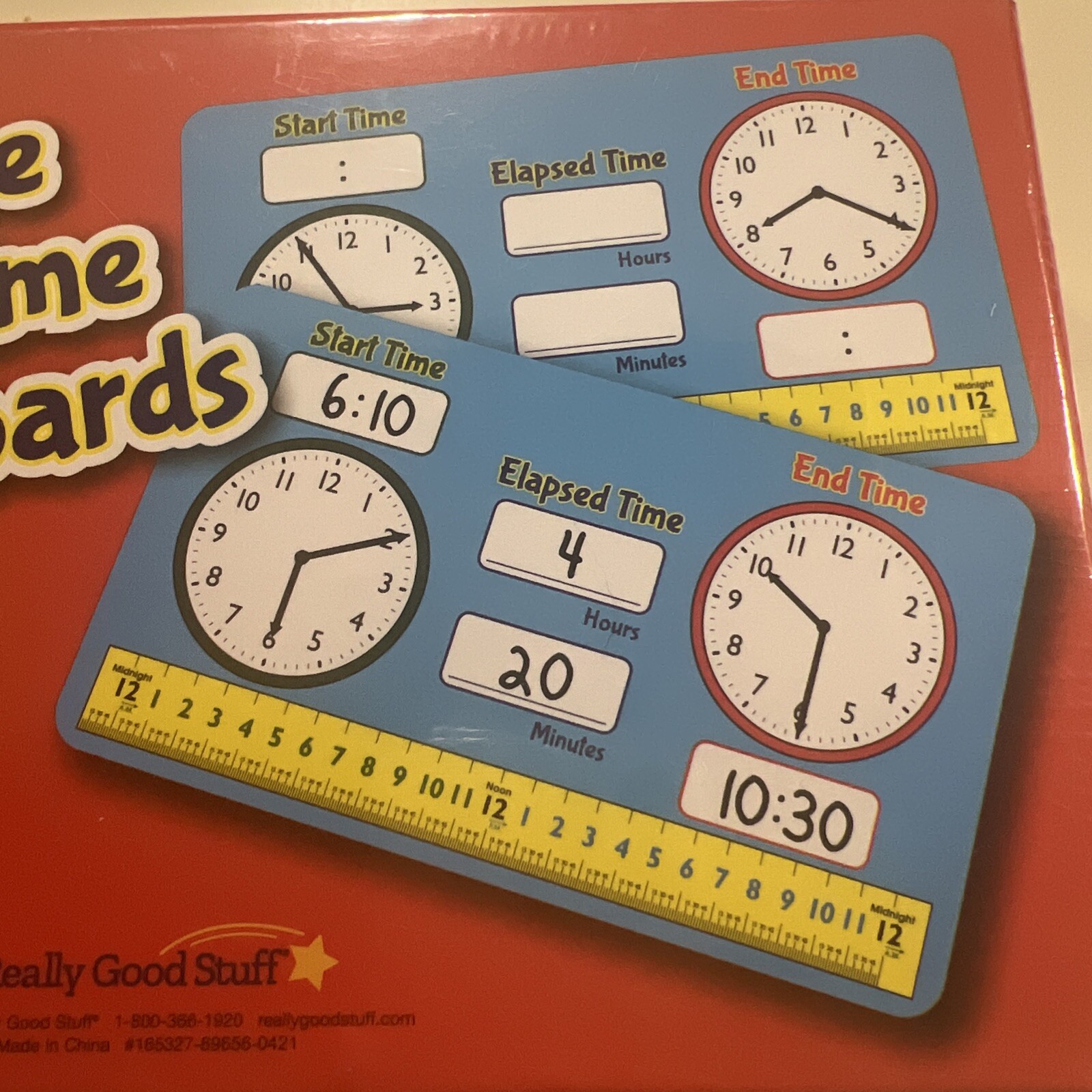 Really Good Stuff Dry Erase Elapsed Time Practice Boards Math