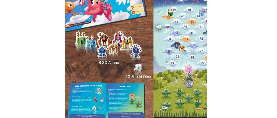 Logic Roots Cloud Hoppers Addition & Subtraction Board Game Educational Math FUN
