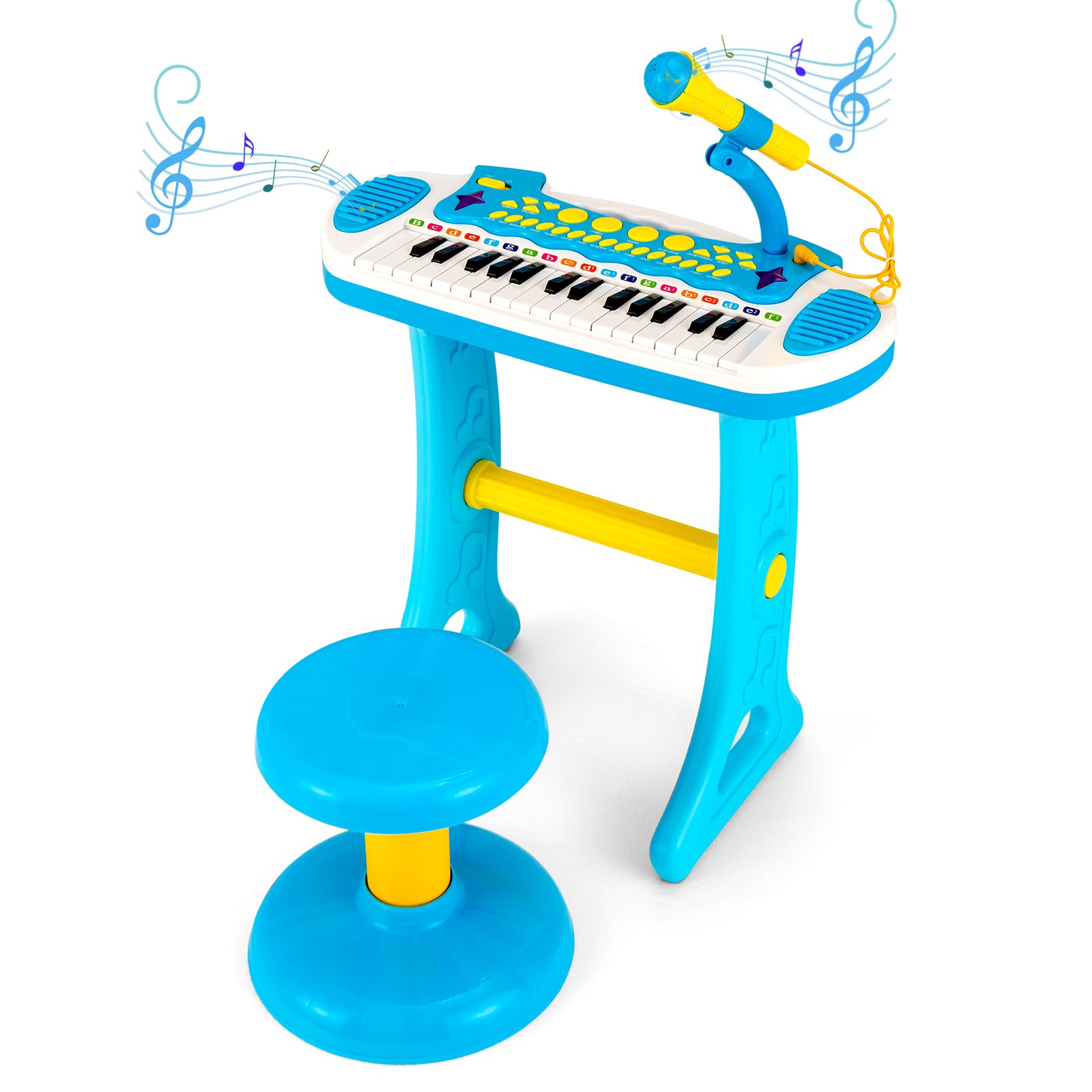 31-Key Kids Piano Stool Set Musical Instrument w/Clear Loudspeaker &Volume Level