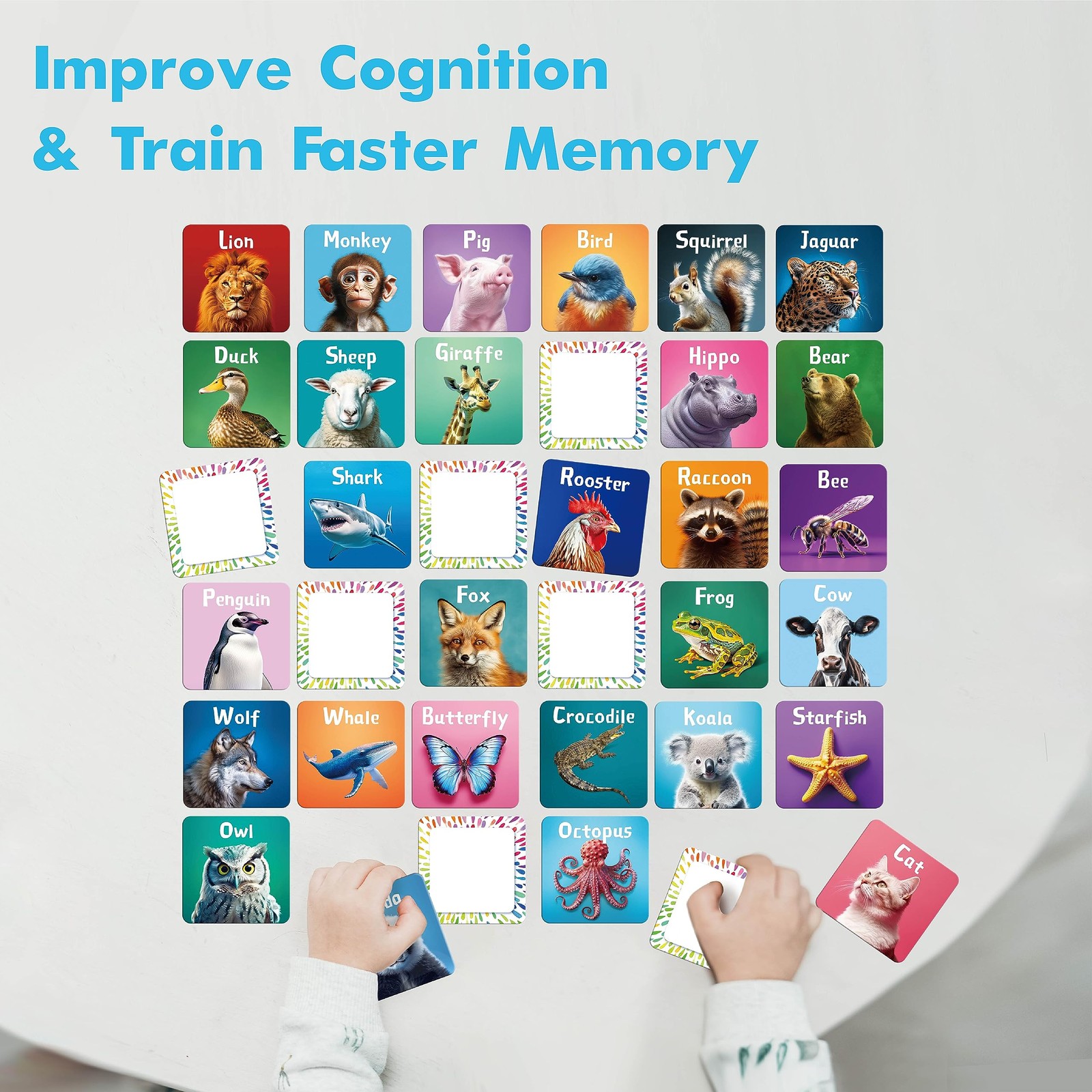 Memory Matching Game Real Animal 72 PCS 36 Pairs for 4 5 6 Years Old Toddlers