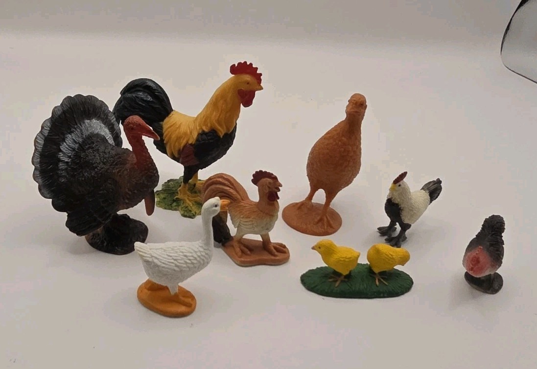 Mixed Lot Roosters Chickens More Toy Figures Plastic Realistic