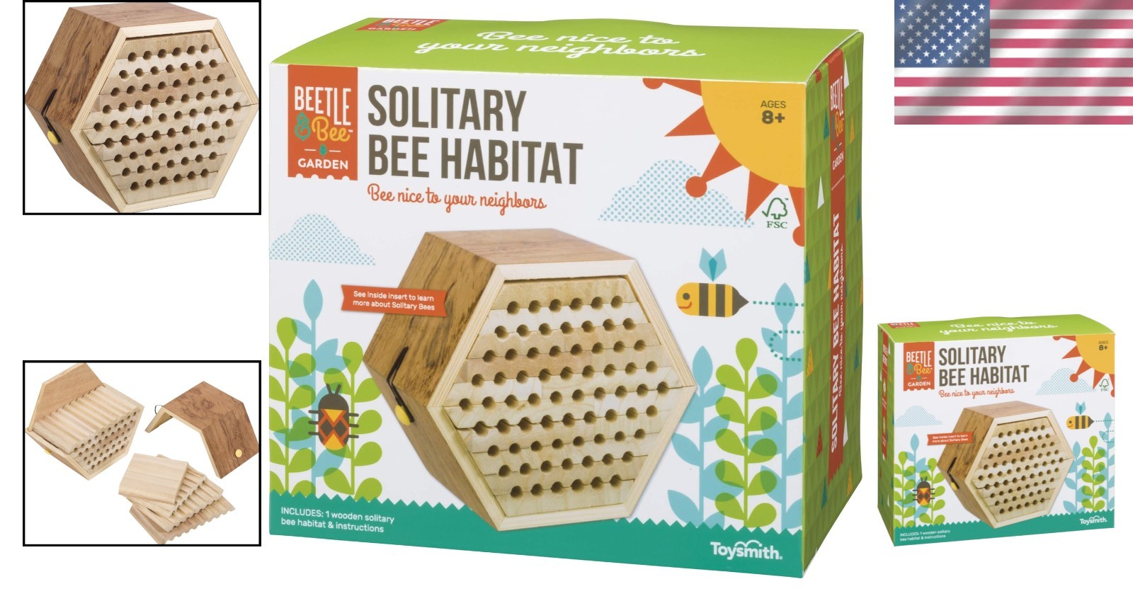 Wooden Solitary Bee Habitat Kids Craft Kit Educational DIY Outdoor Garden