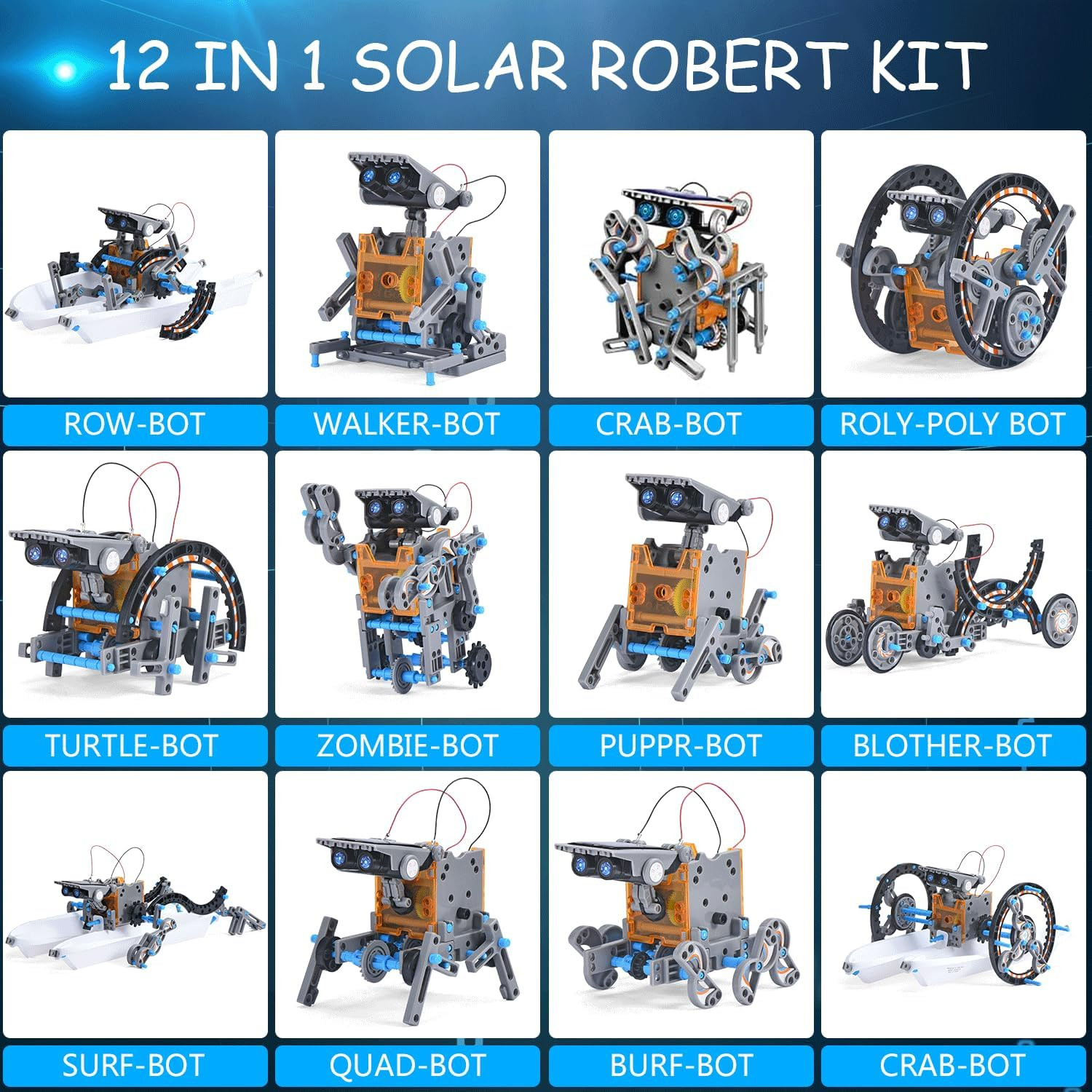 STEM Projects 12-In-1 Creation Solar Robot Kit,Science Experiments Toys Gifts fo