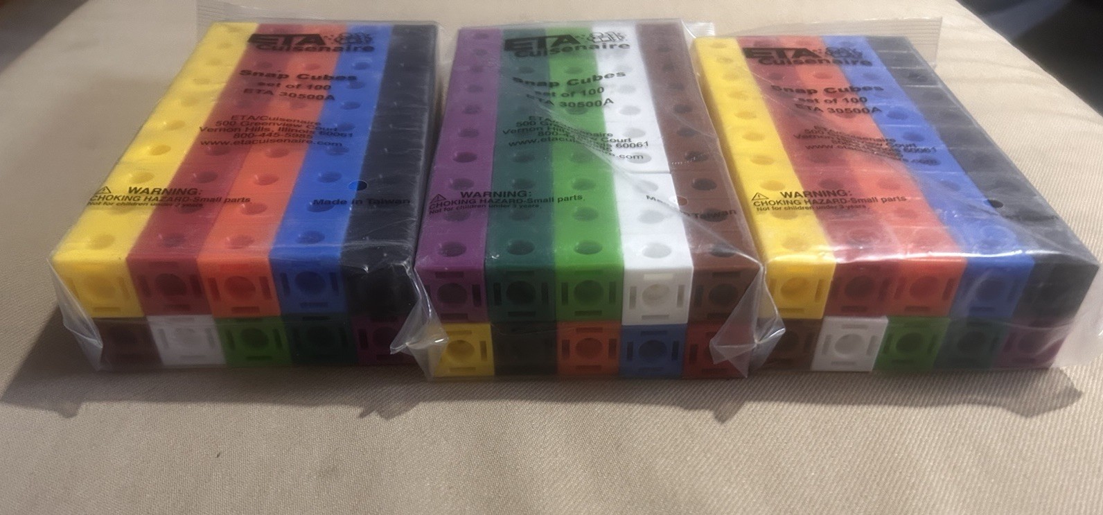 ETA Cuisenaire Snap Cubes Set of 100 —3 SETS —300 SNAP CUBES