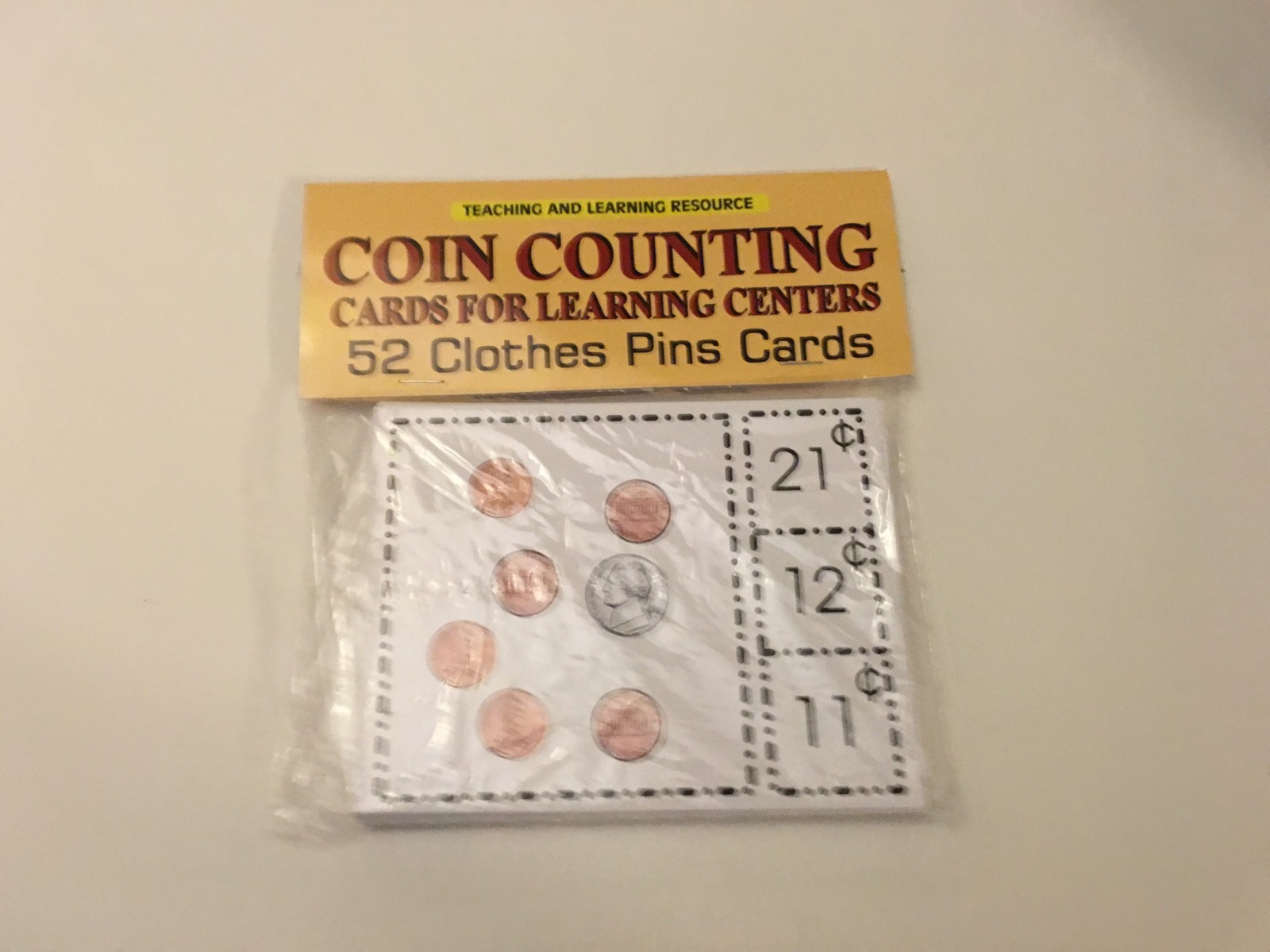 Coin Counting – Cards for Learning Center 52 Cards- math money Teaching supplies