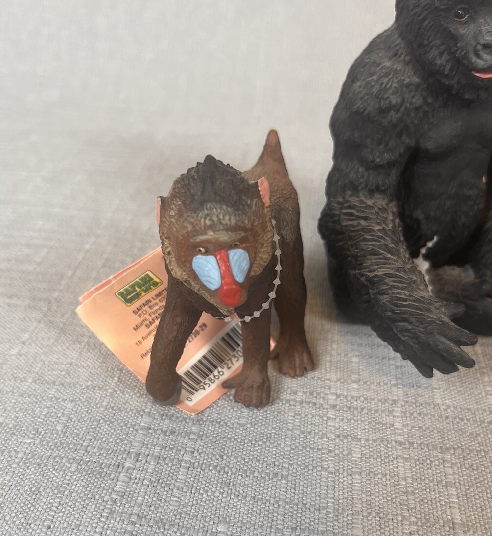 LOT Safari Ltd Mandrills Baboons Safari Animal Gorilla Monkey Figure APE 1990’s