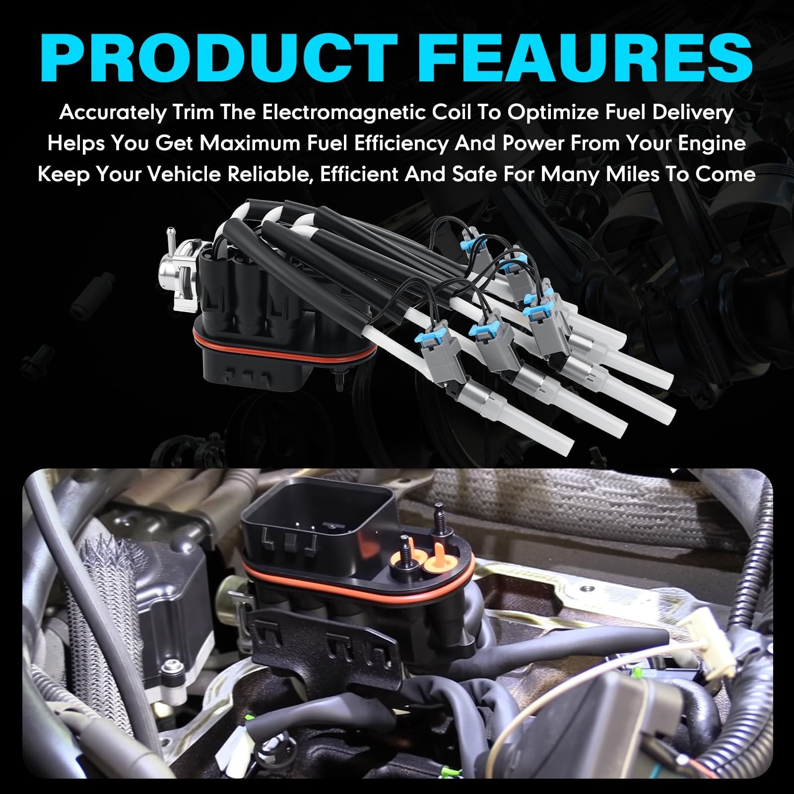 FJ503 Spider Fuel Injectors Assembly with Bracket Compatible with V6 4.3L GMC…